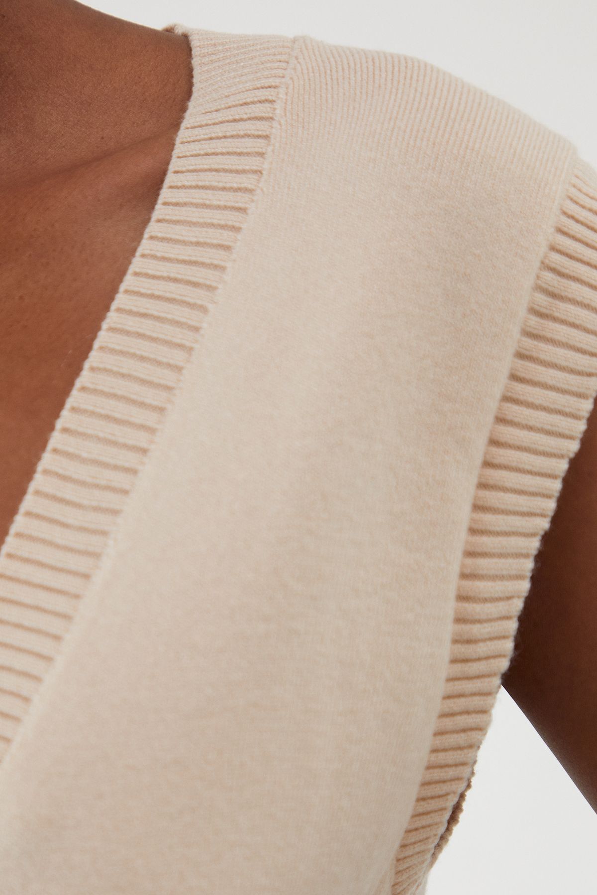 MissPap Rib Knit Plunge Sleeveless Vest Fitted Maxi Dress Stone image 5