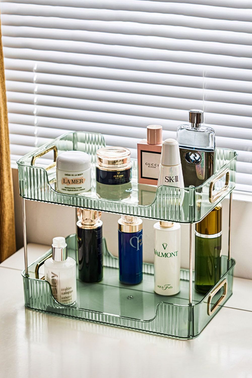 SHEONLY 2 Tier Cosmetic Makeup Holder Organizer Storage Rack Vanity Countertop,Bathroom Counter image 4