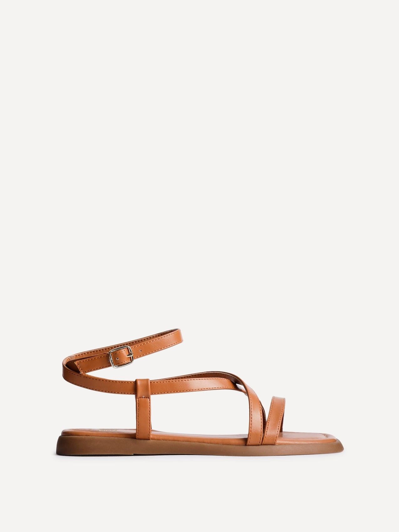 Linzi Valor Tan Faux Leather Strappy Flat Sandals image 1