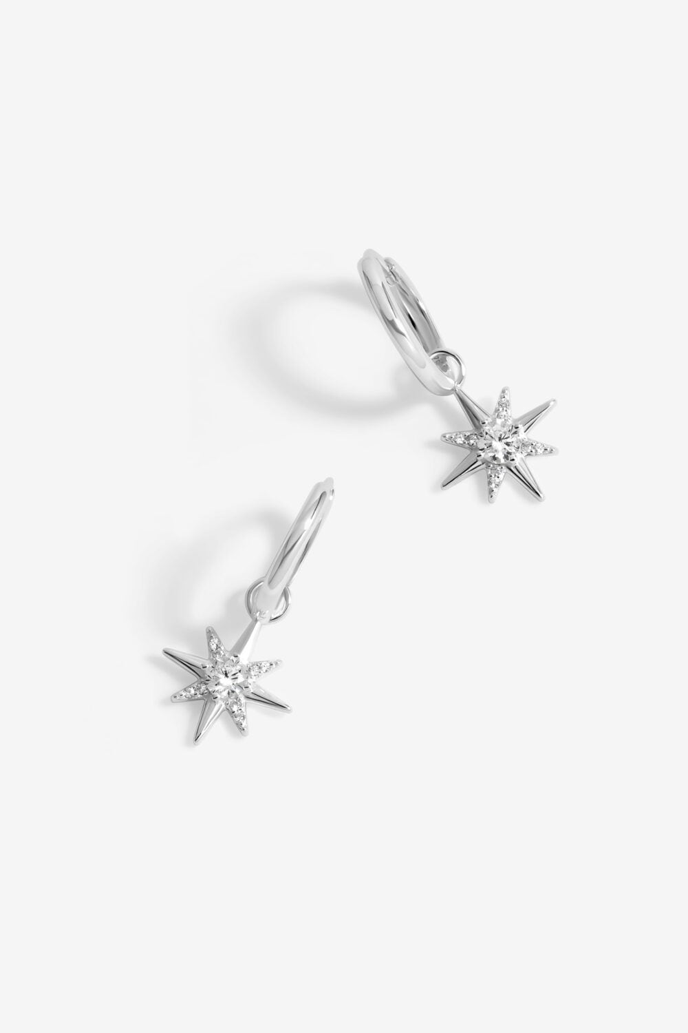 Simply Silver Sterling Silver 925 Cubic Zirconia Celestial Star Hoop Earrings image 1