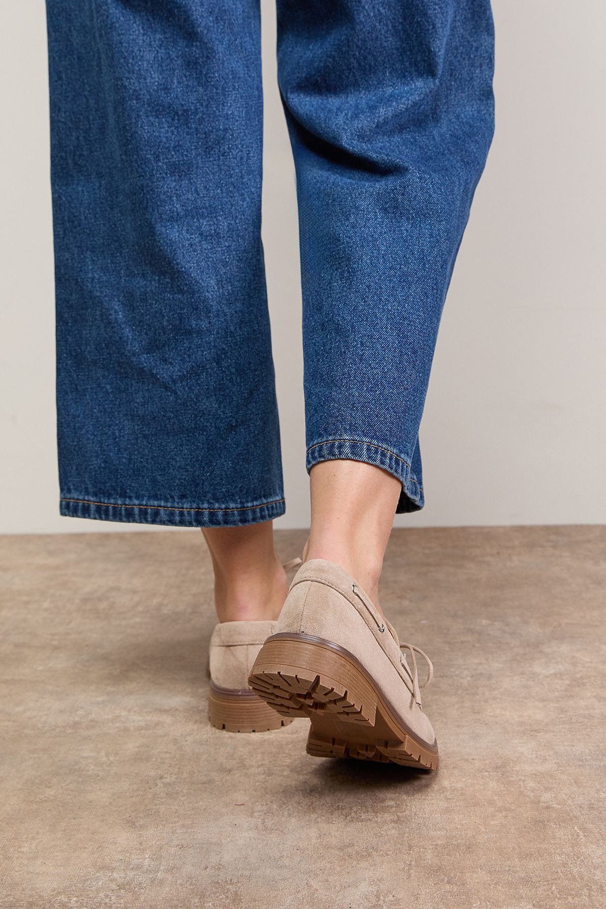 Oasis Claire Faux Suede Chunky Boat Shoes Taupe image 3