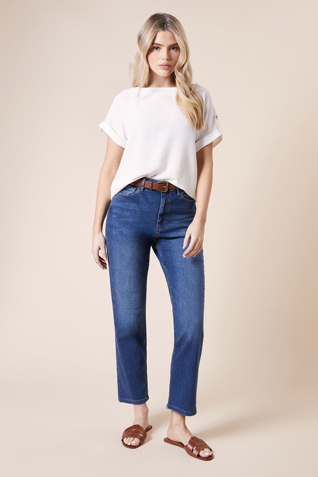 Dorothy Perkins Roll Sleeve Blouse Ivory image 2