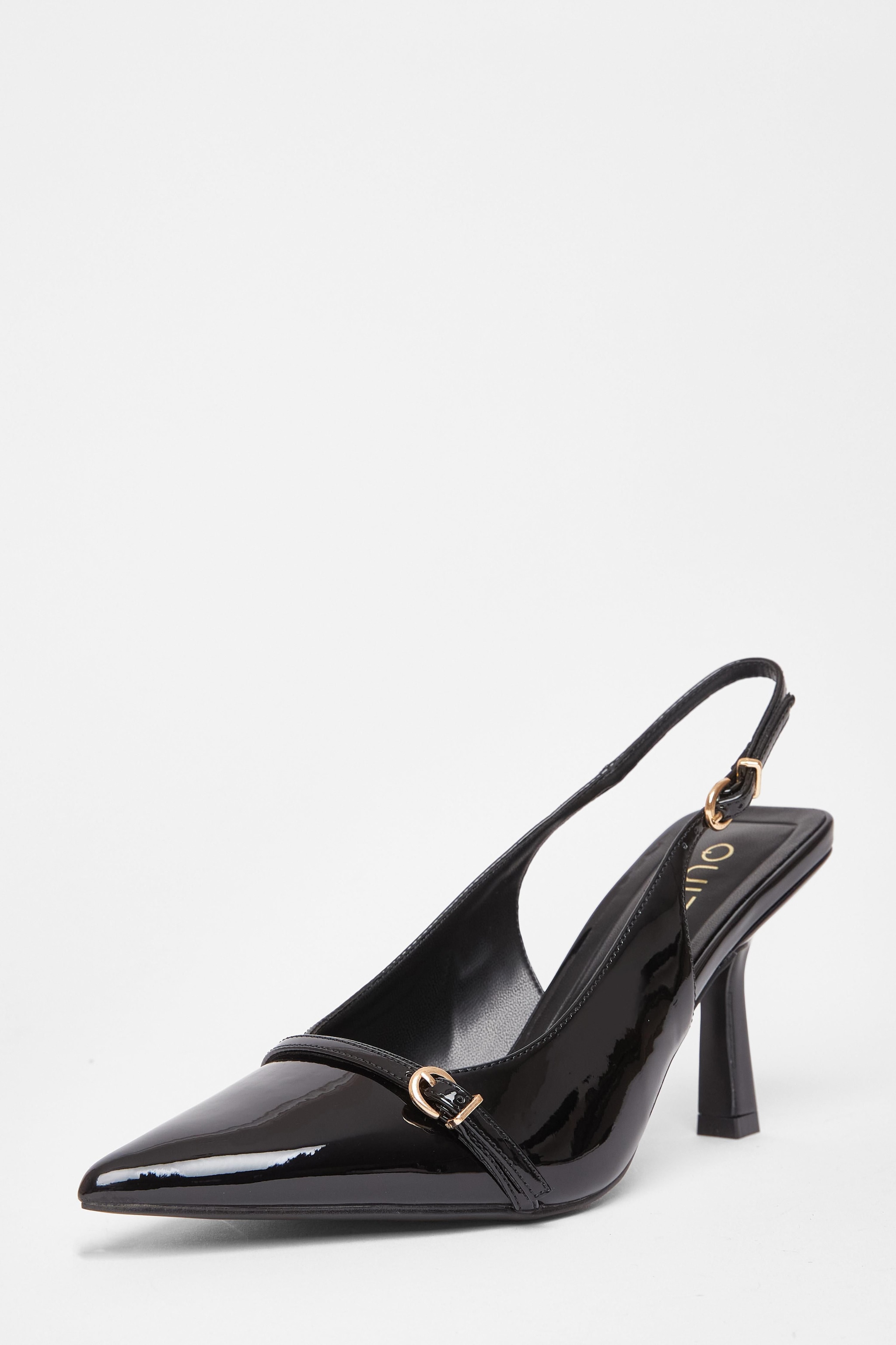 Quiz Black Wide Fit Slingback Court Heels image 1