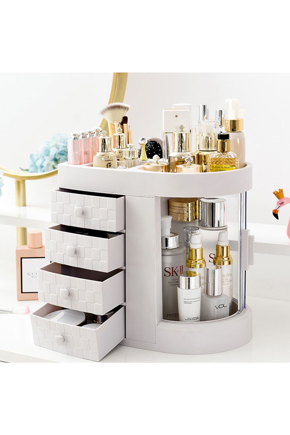 Living and Home Acrylic Desktop Makeup Cosmetic Organizer with 4 Drawers image 1