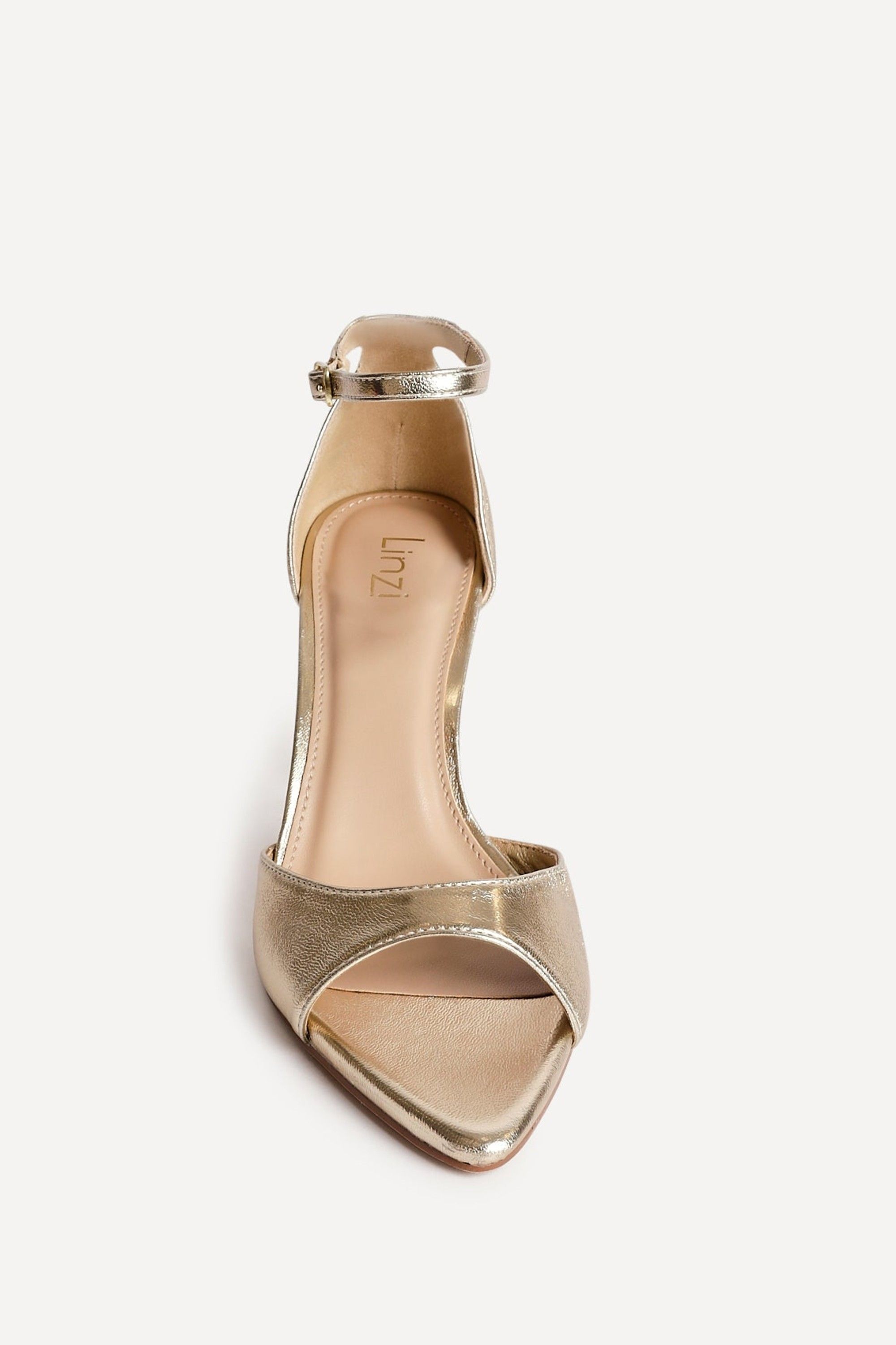 Linzi Wanted Gold Faux Leather Pointed Toe Heels image 4