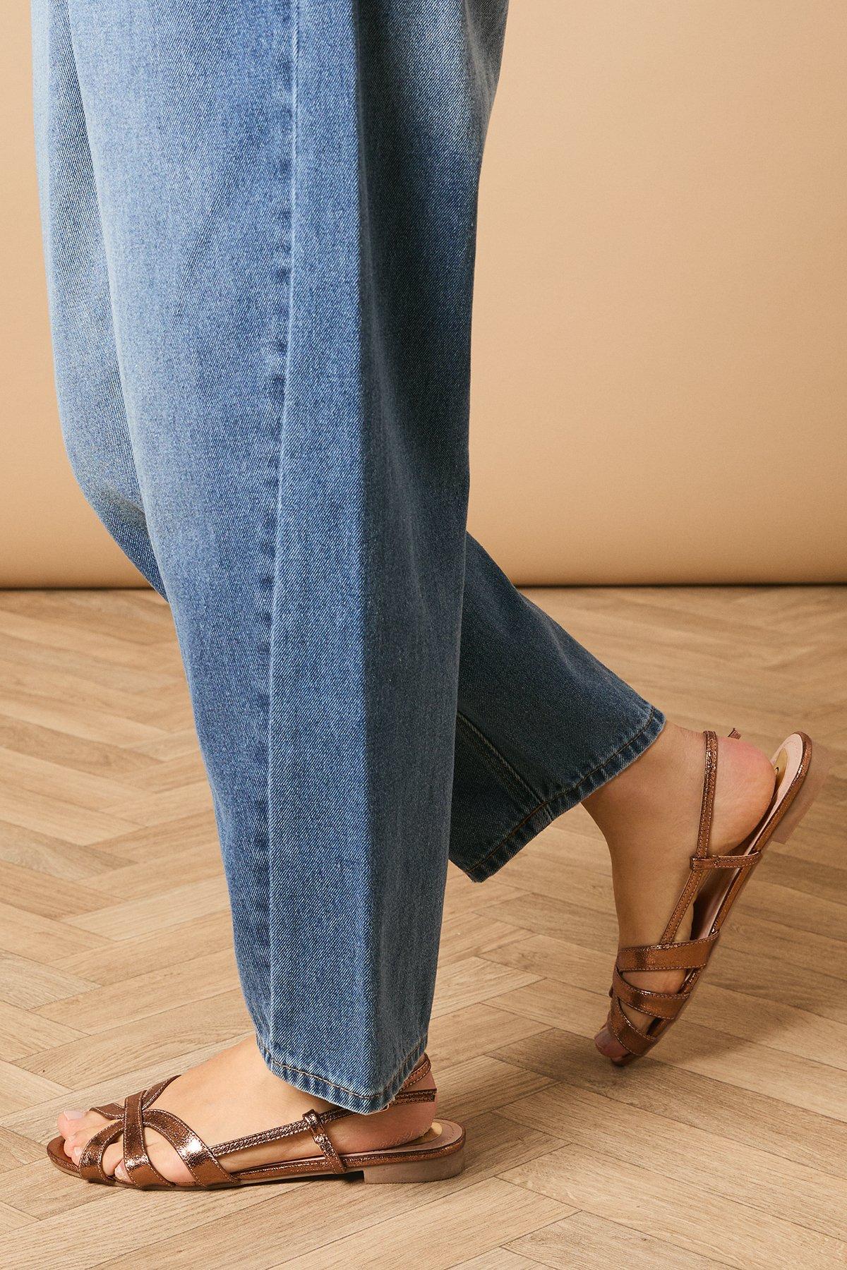 Oasis Ivy Cross Strap Slingback Flat Sandals Bronze image 3