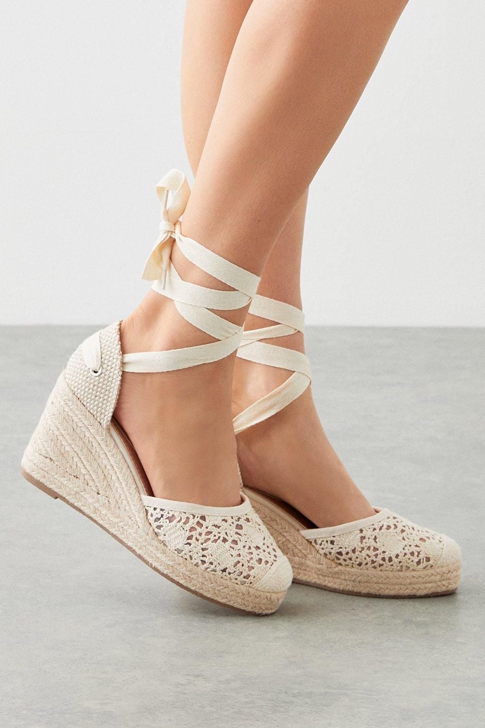 Dorothy Perkins Ruth Crochet Wedges Cream