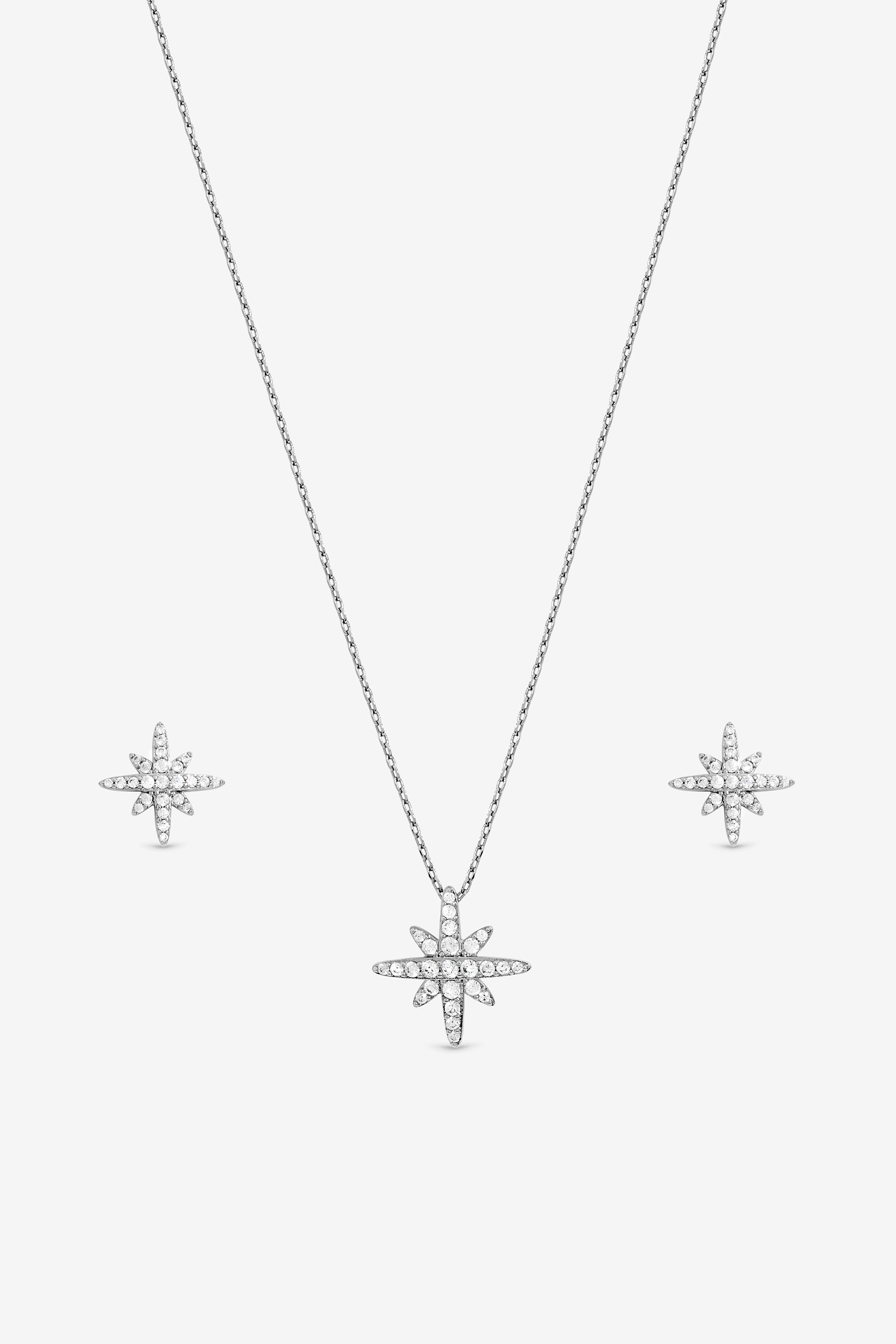 Jon Richard Rhodium Plated and Pave Star Set - Gift Box image 2