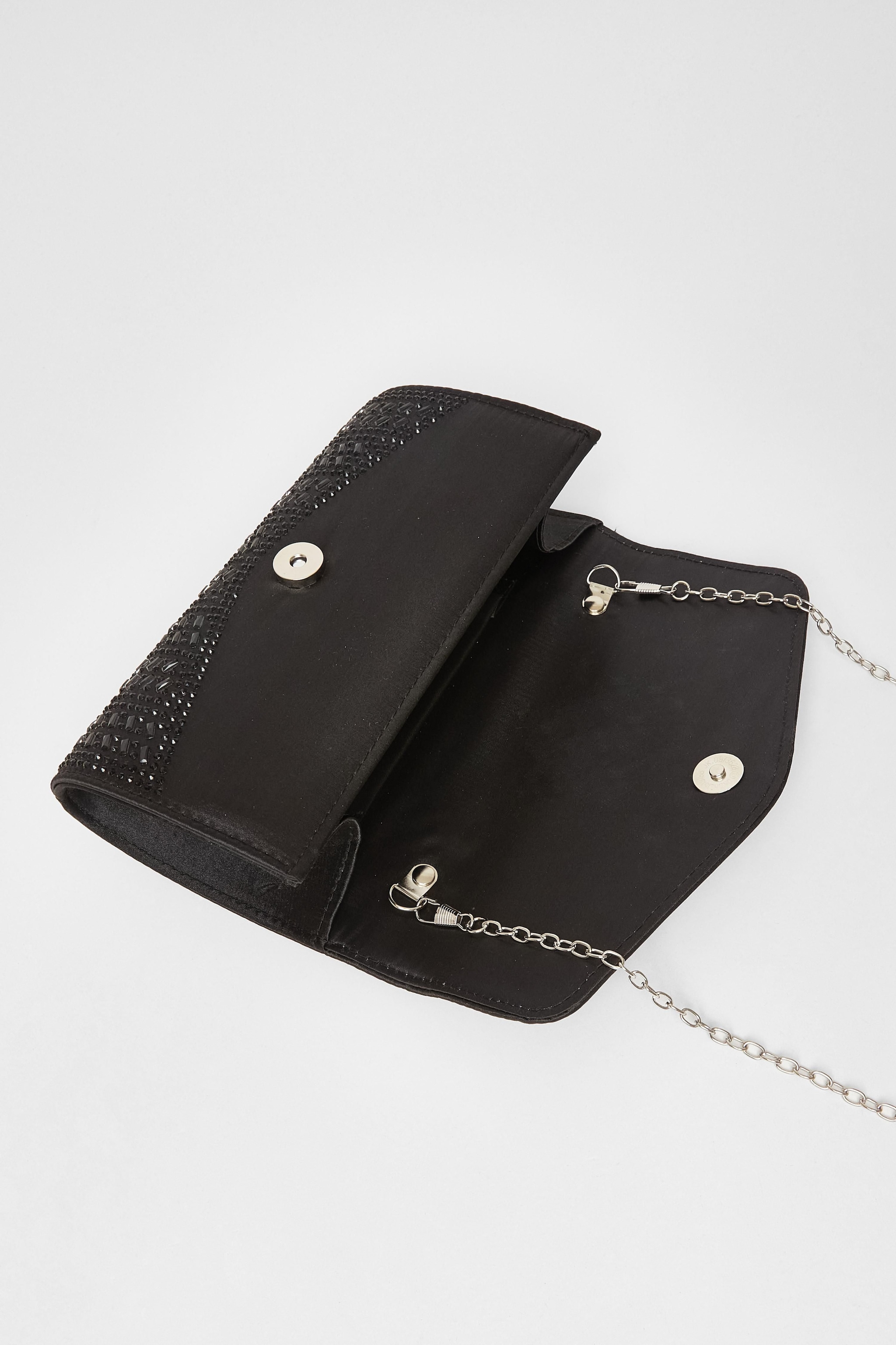 Quiz Black Diamante Envelope Clutch Bag image 2