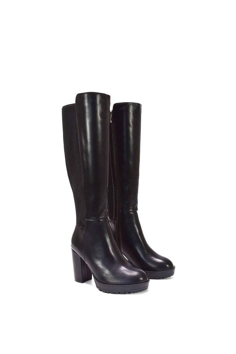 XY London 'Libby' Knee High Block High Heel Platform Elasticated Calf Boots image 5