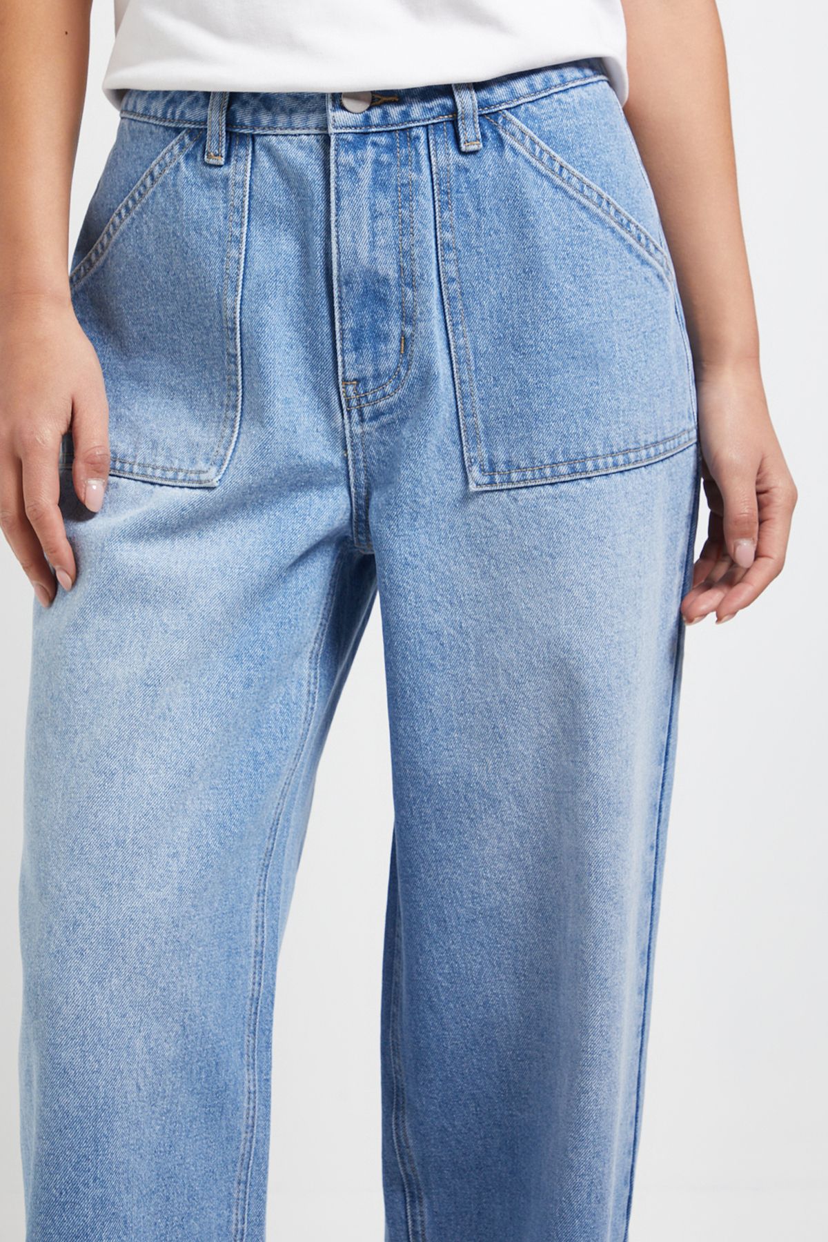 Dorothy Perkins Petite Wide Leg High Waist Denim Jeans Light Wash image 4