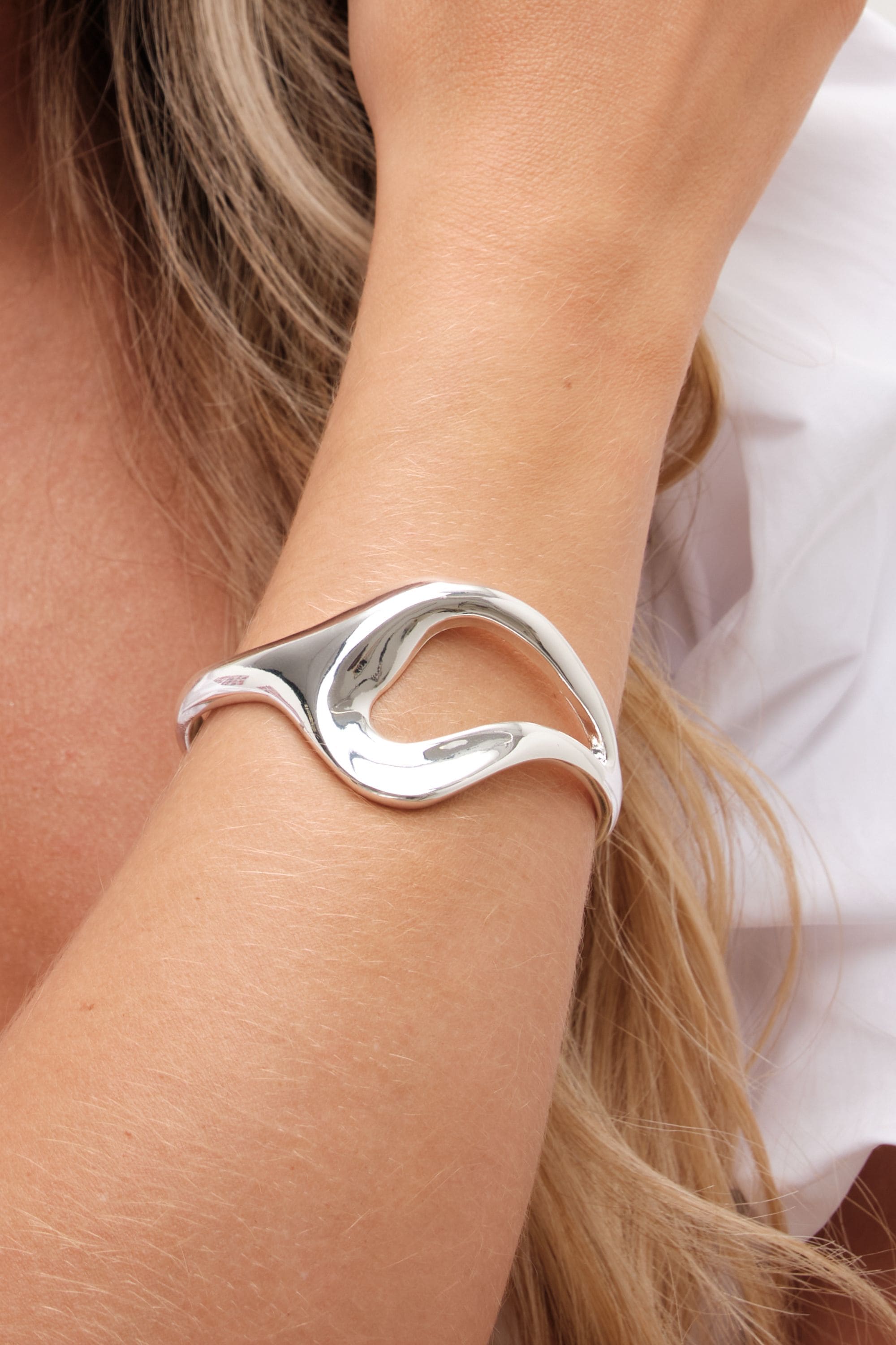 Inicio Silver Plated Molten Open Cuff - Gift Pouch image 2