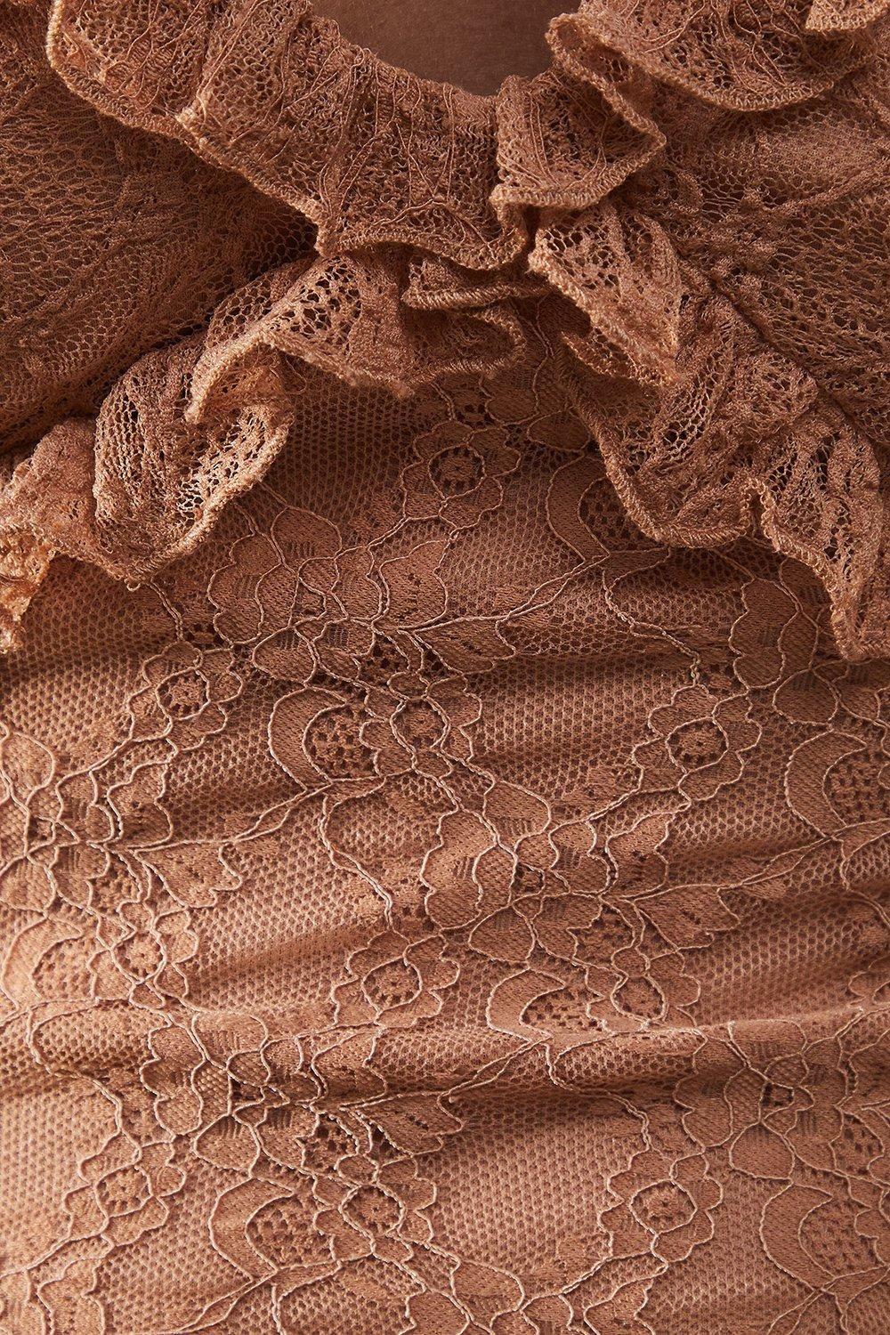 Warehouse Mixed Lace Sweetheart Neck Maxi Dress Taupe image 5