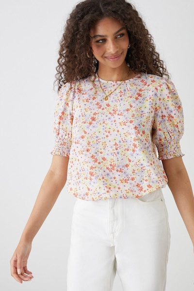 Dorothy Perkins Multi Ditsy Shirred Hem Blouse Multi