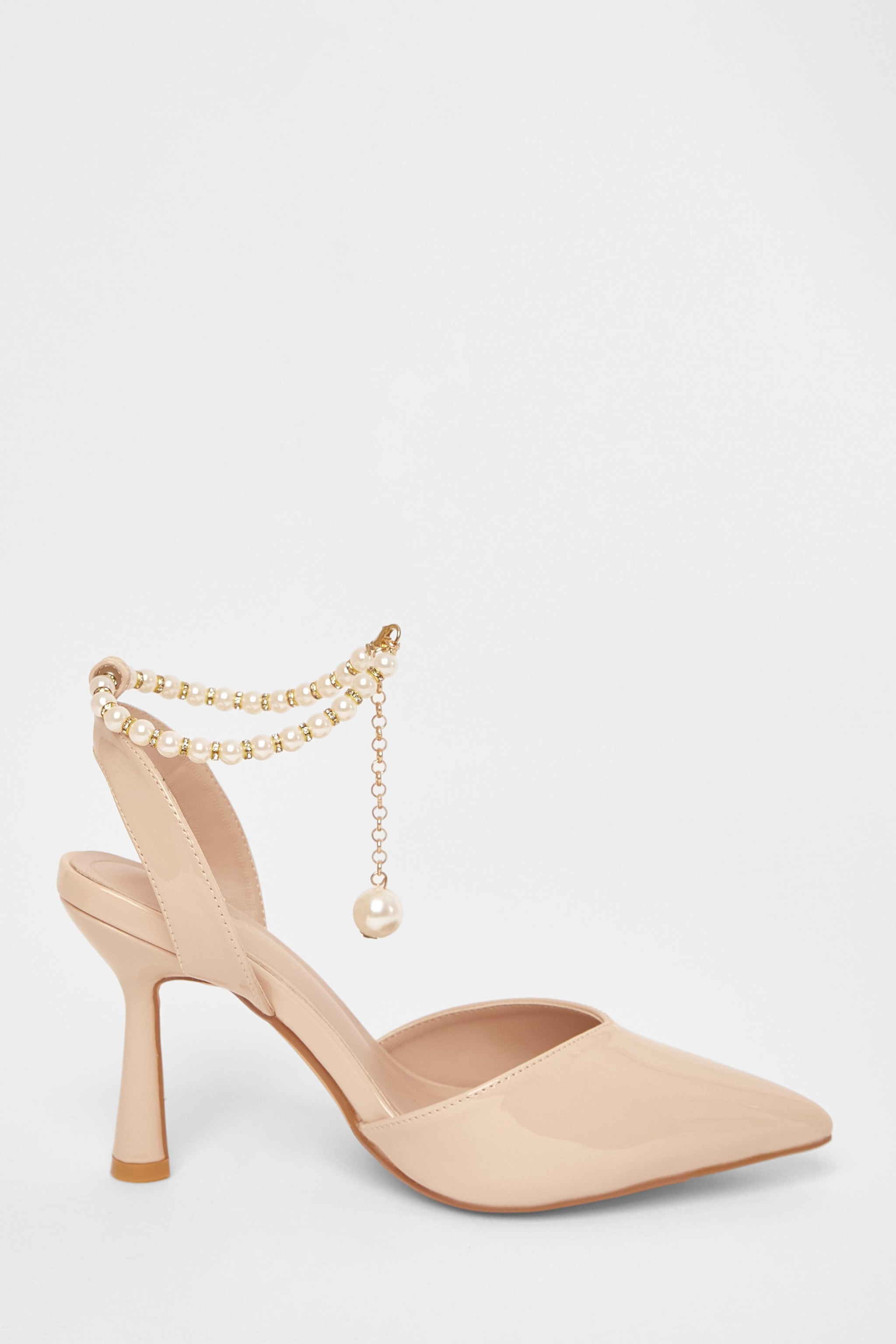 Quiz Nude Wide Fit Strap Court Heels image 5