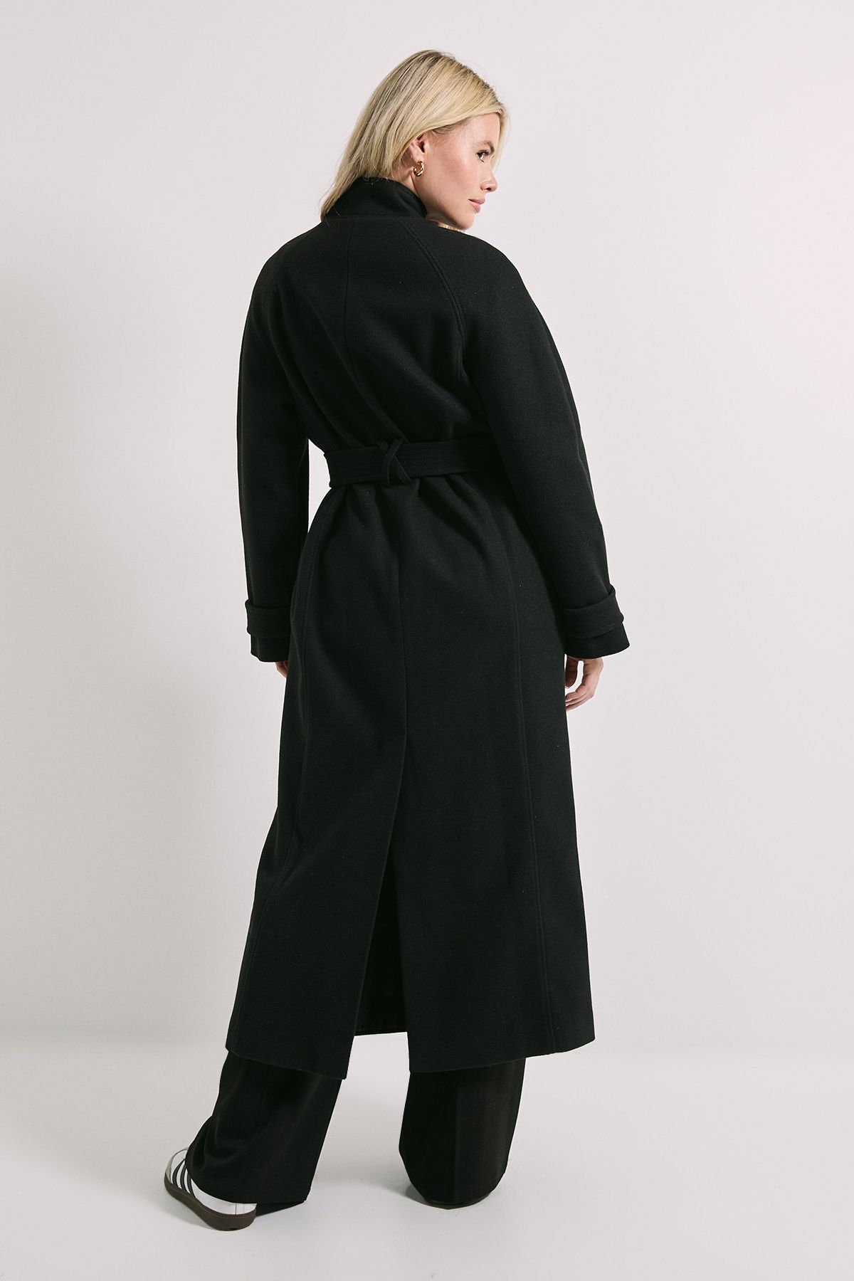 Dorothy Perkins Classic Midi Funnel Neck Coat Black image 3