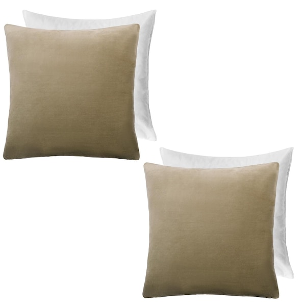 OHS 2 x Matte Velvet Filled Cushion Covers Soft Zip