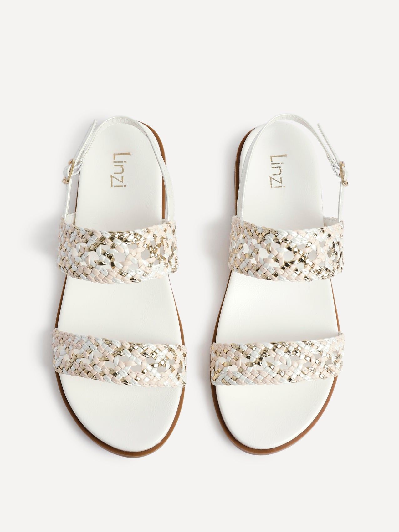 Linzi Galia White Faux Leather Handwoven Flat Sandals image 4