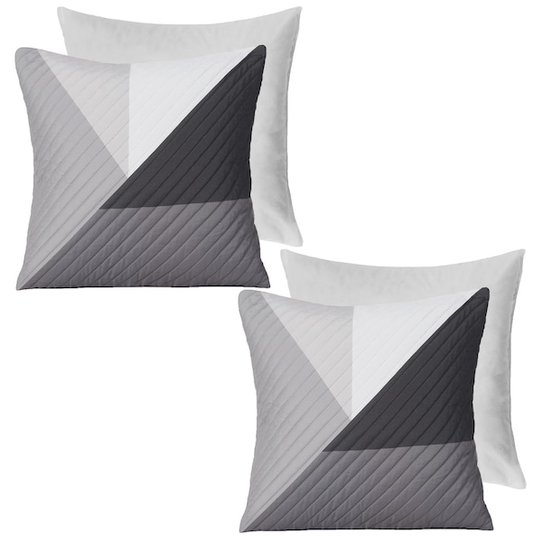 OHS 2 Pack Geometric Pinsonic Filled Cushion Covers - 45 x 45cm