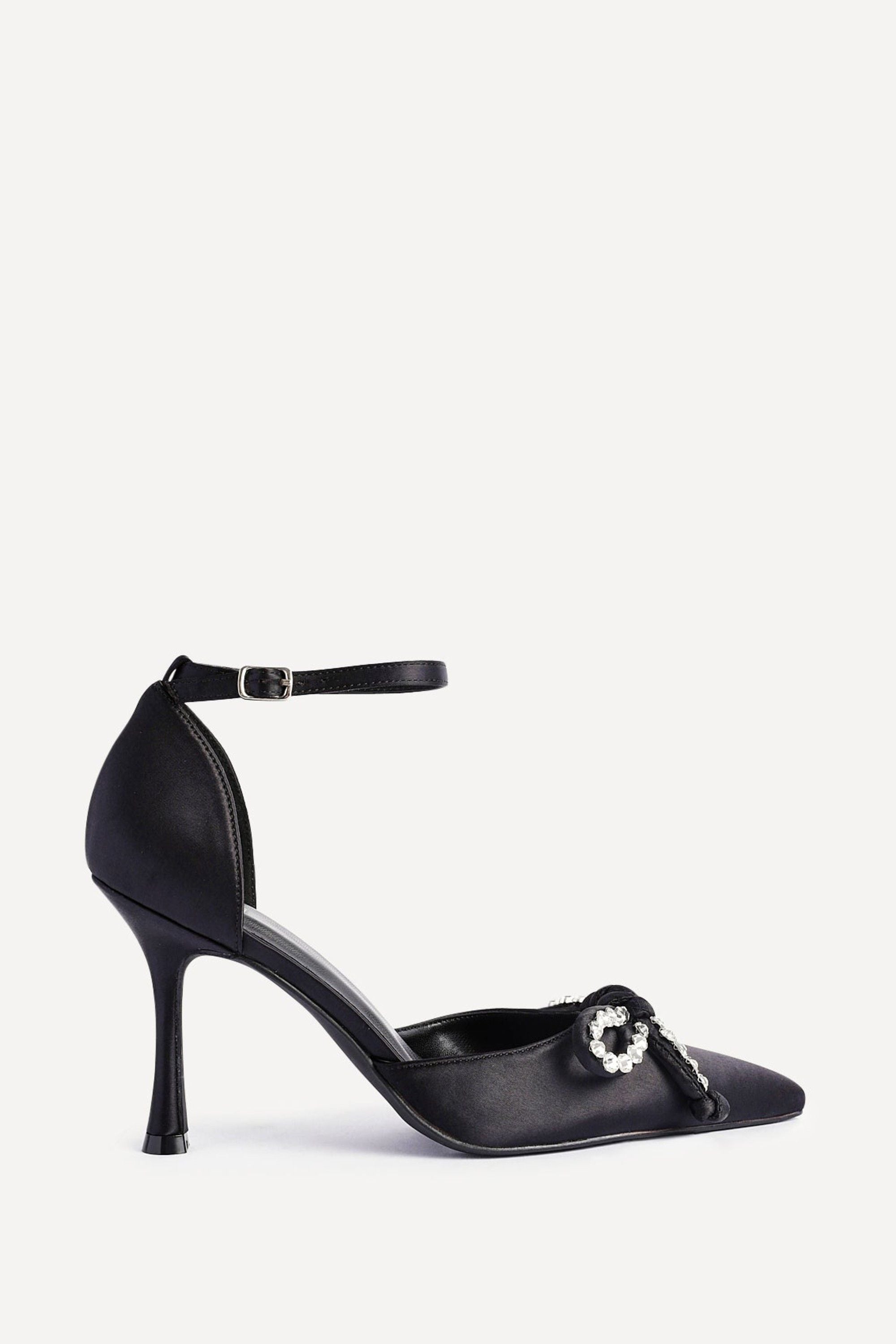 Linzi Glimpse Black Satin Court Heel image 1