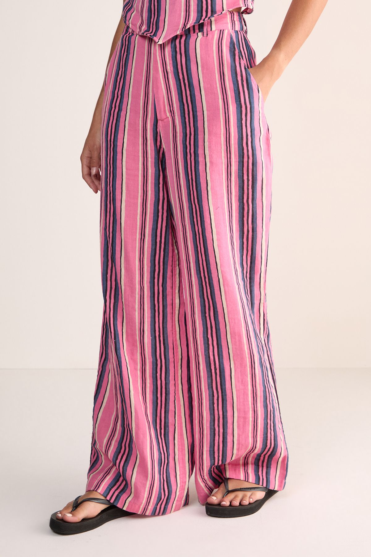 NastyGal Stripe Baggy Trouser Pink image 2