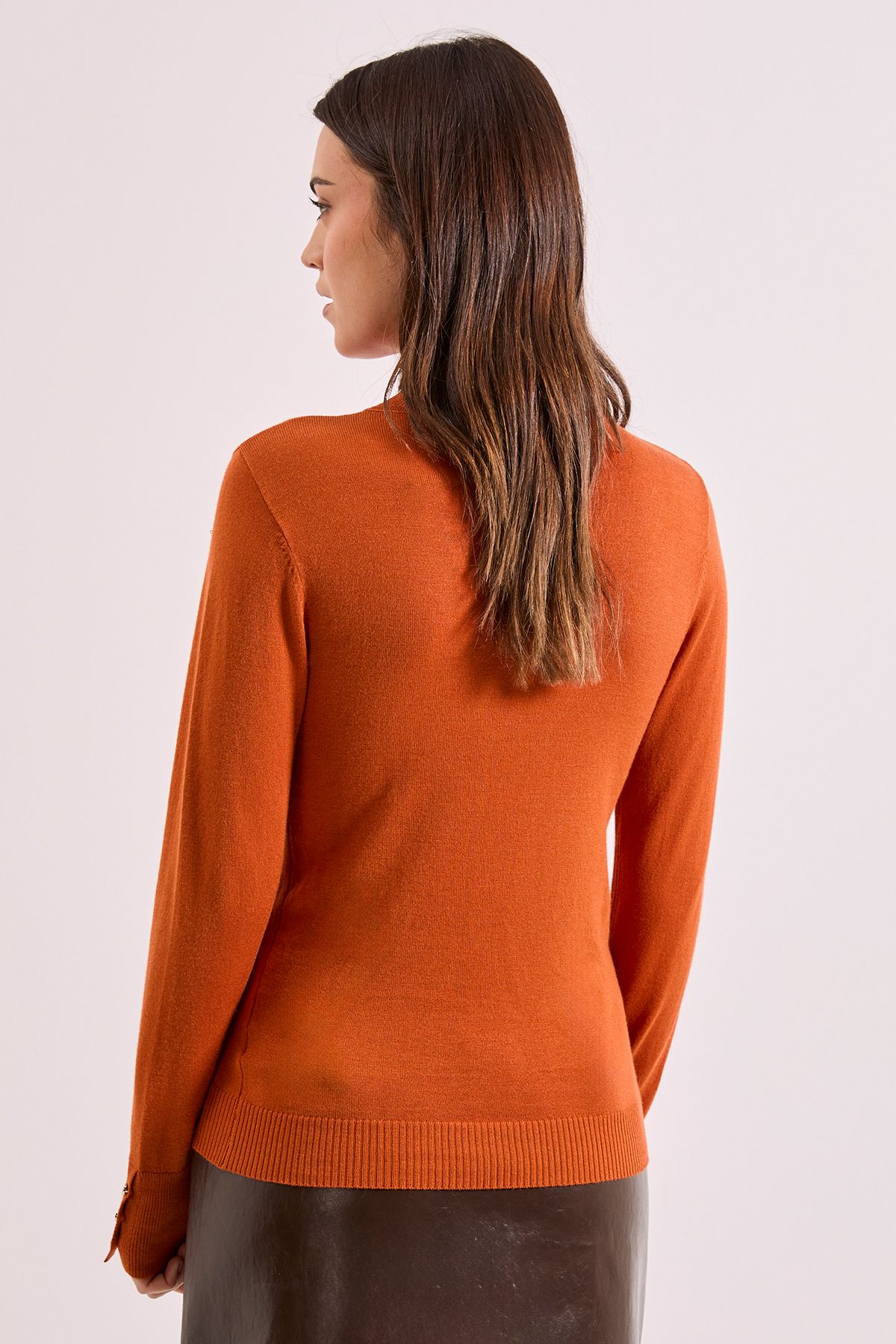 Dorothy Perkins Funnel Neck Button Cuff Longline Jumper Cinnamon image 3