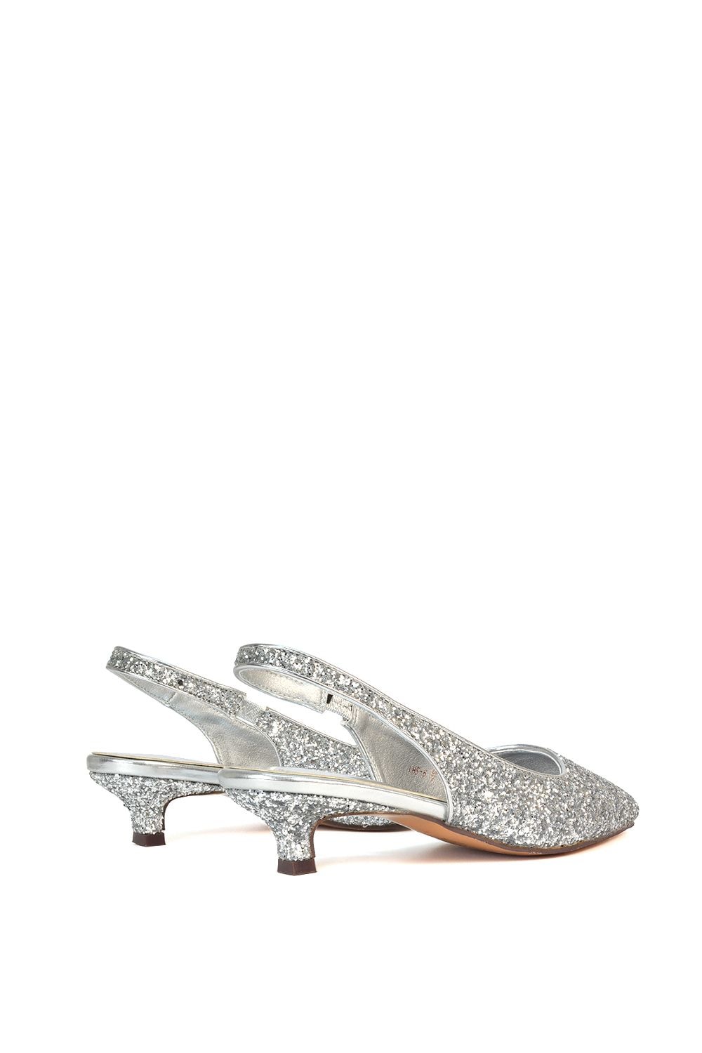 XY London 'Gerri' Pointed Toe Glitter Slingback Kitten Heel Court Shoes image 5