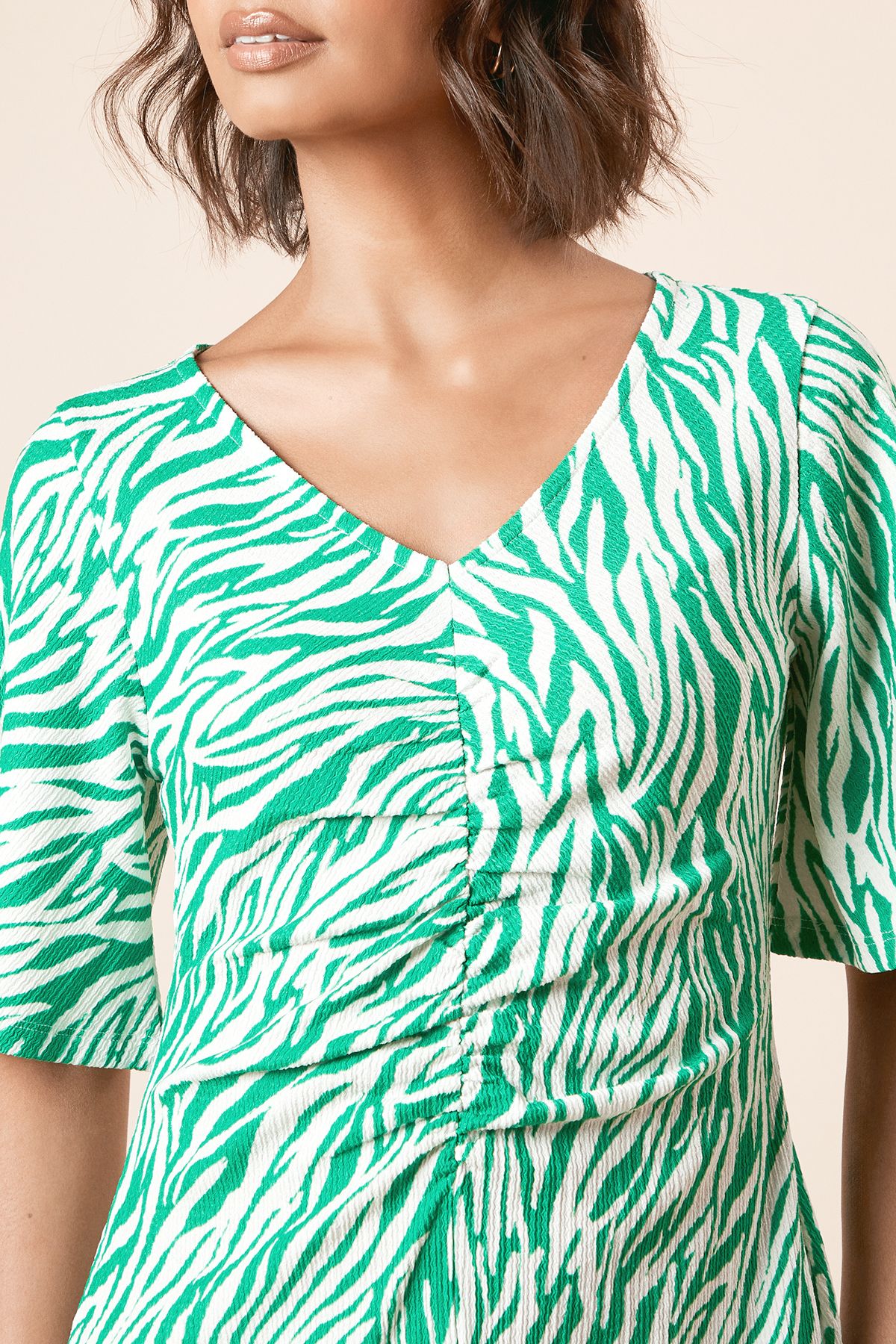 Dorothy Perkins Zebra Angel Sleeve Ruched Front Jersey Midi Dress Zebra image 5