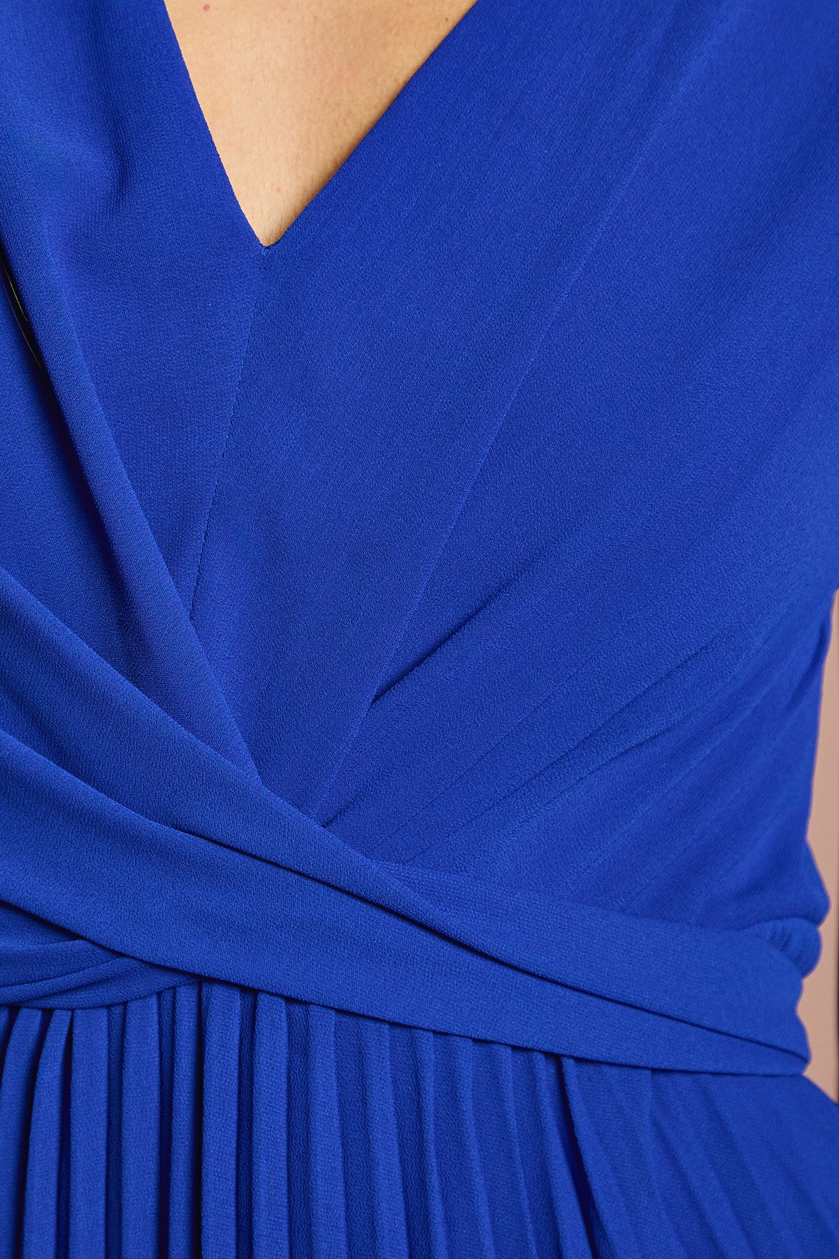 Coast Pleated Wrap Front Dress Cobalt image 5