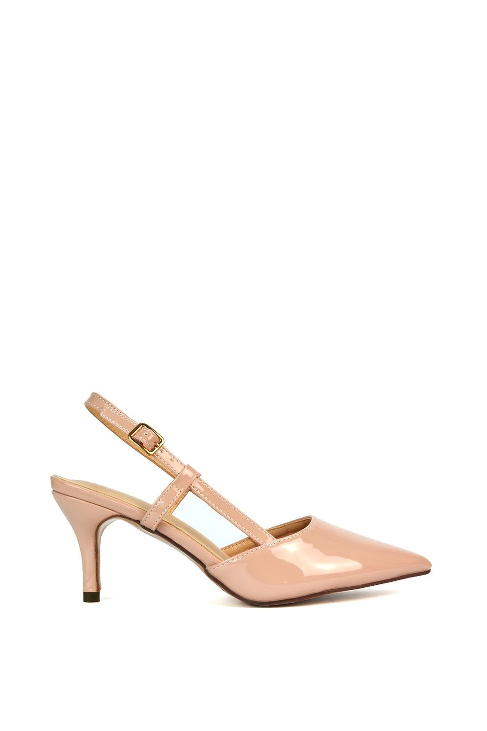 XY London 'Karla' Mid Heel Stilettos Pointed Toe Slingback Court Shoes image 1