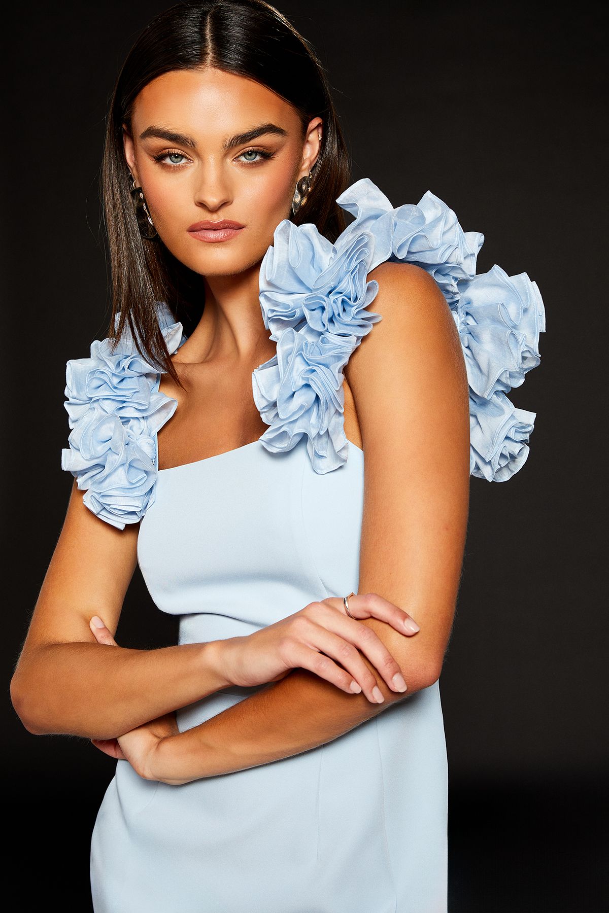 RUNWAY 1.8.1.8 Runway 1.8.1.8 Corsage Sleeve Detail Mini Dress Denim-blue image 4