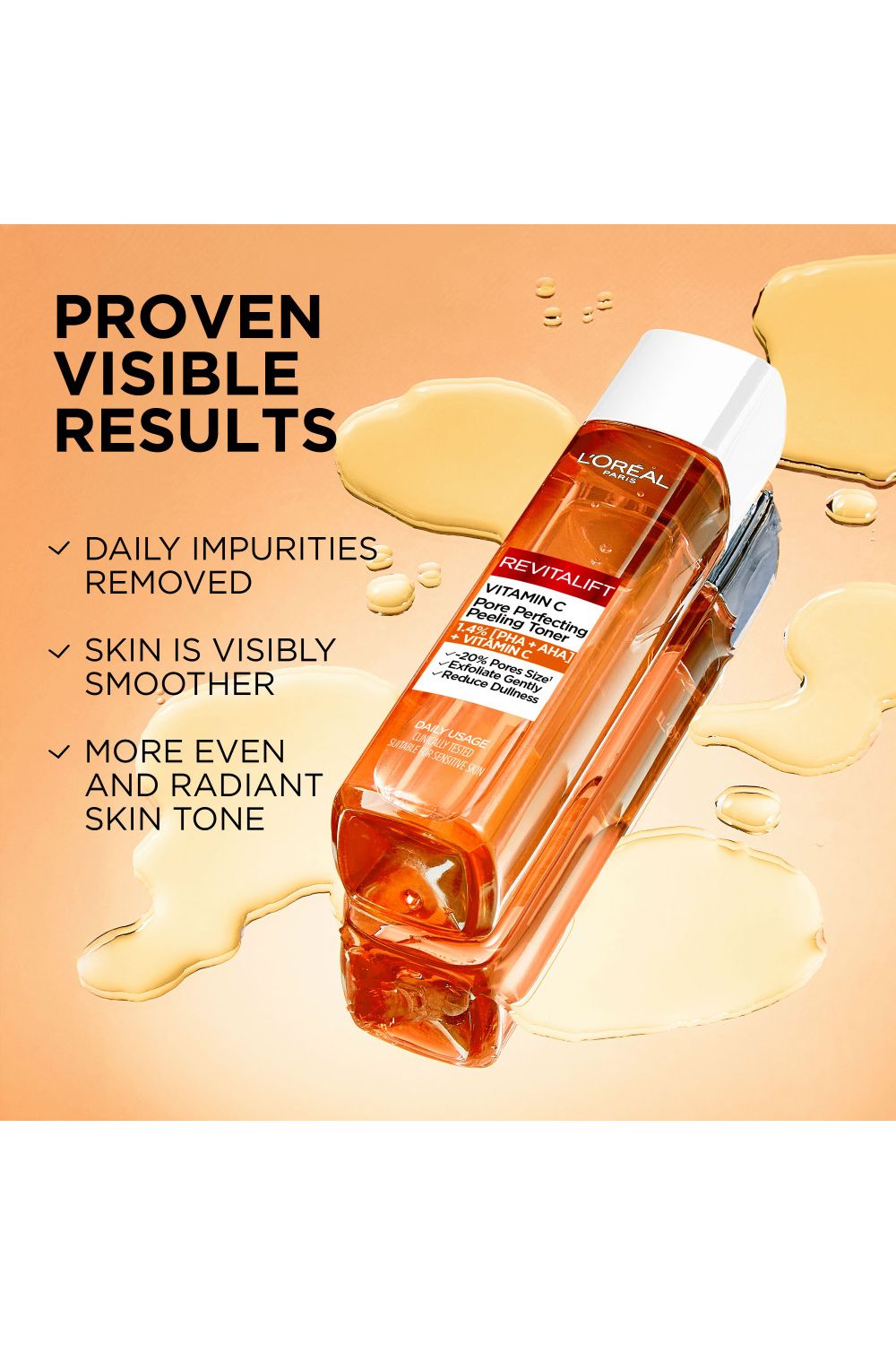 L'Oréal Paris Bright Reveal Vitamin C Pore Perfecting Peeling Toner, 180ml Multi image 2