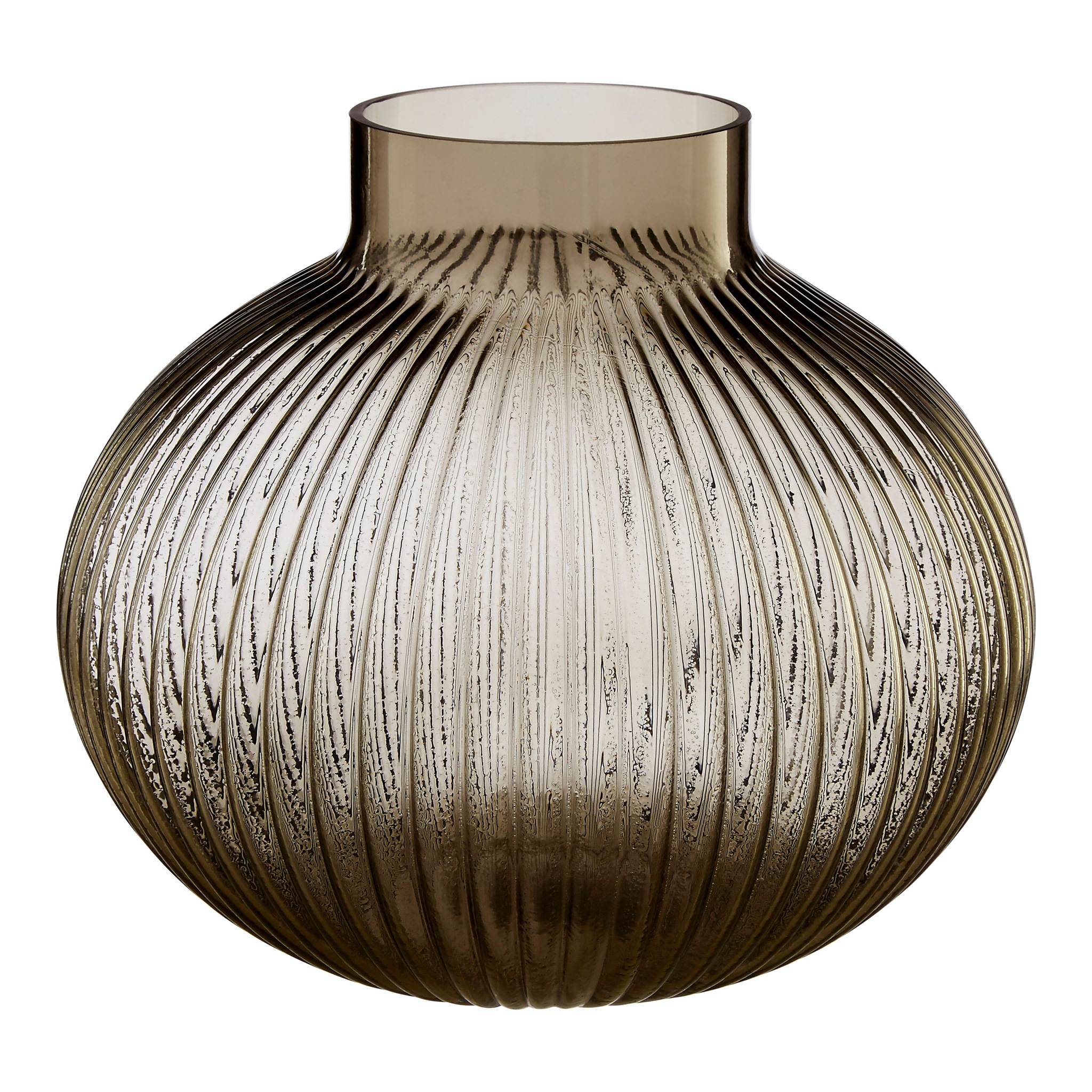 Orsina Large Glass Vase, Textured Vase Tall Glass With Corrugated Spherical Body, Decorative Glassware Vases image 2