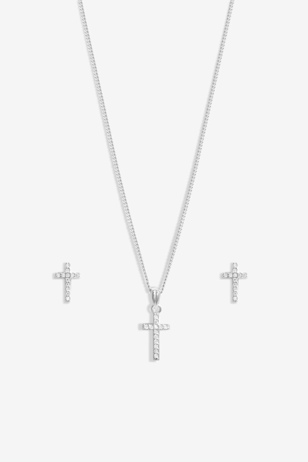 Simply Silver Sterling Silver 925 Cubic Zirconia Cross Set - Gift Boxed image 2
