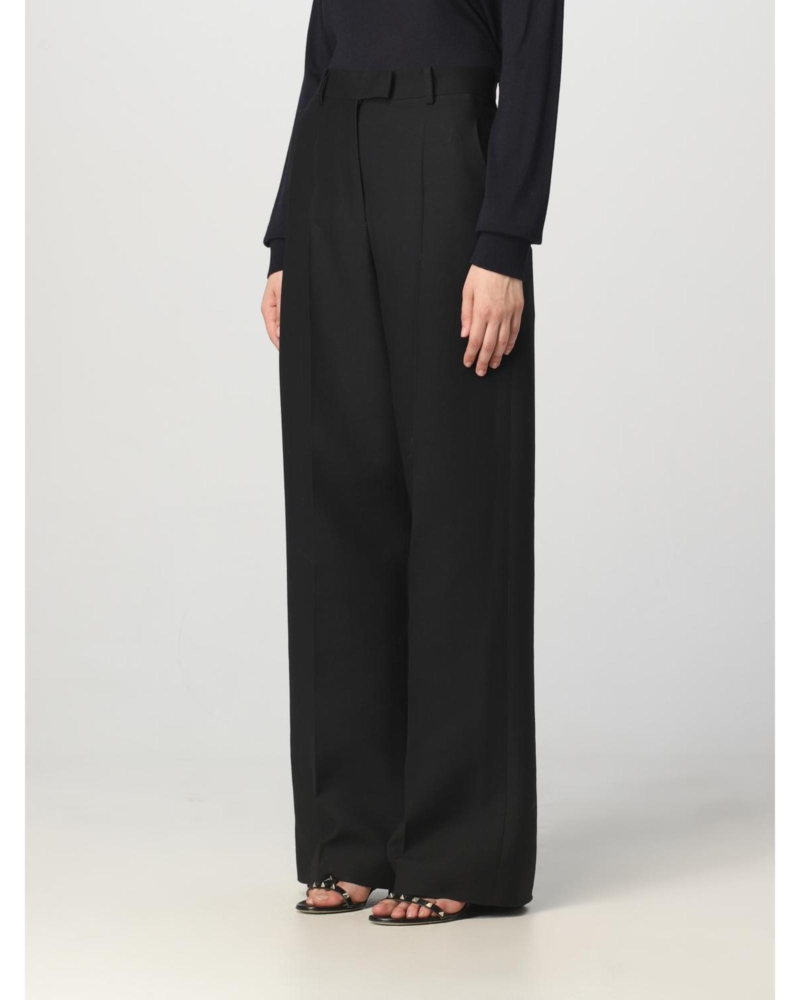 Valentino Wide Leg Wool Trousers Wo - Black Pants image 4