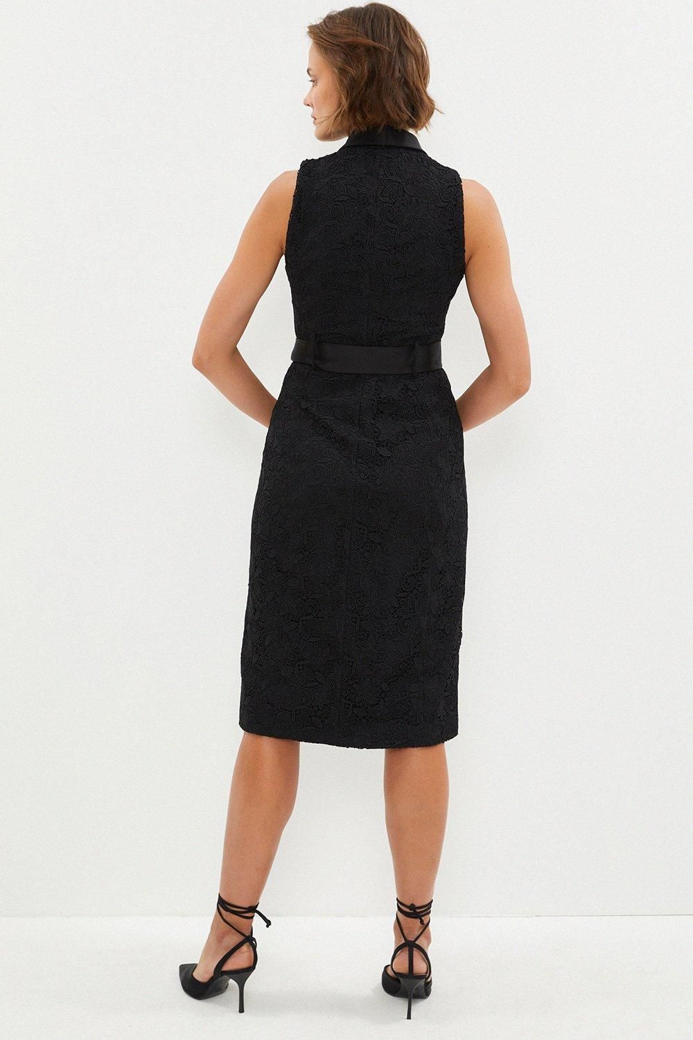 Coast Lace Wrap Tuxedo Midi Dress Black image 3