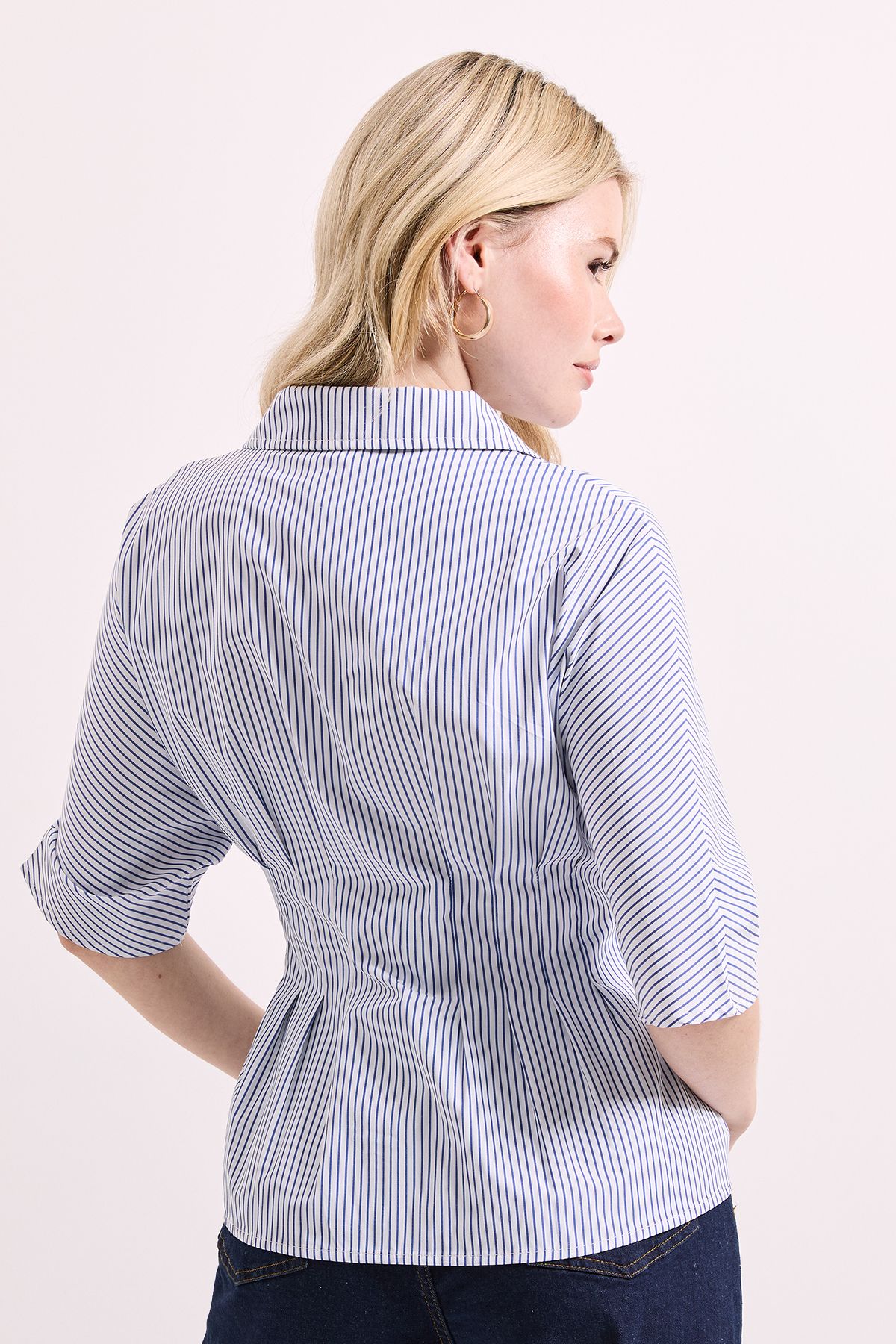 Dorothy Perkins Batwing Pinstripe Corset Shirt Blue image 4
