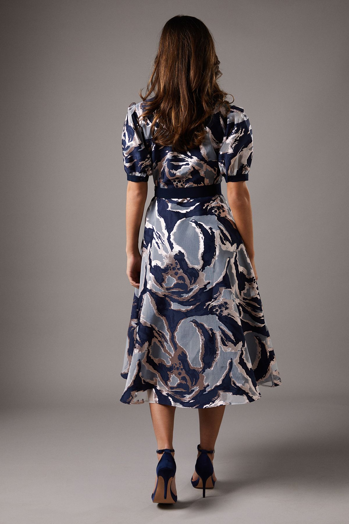 Coast Short Sleeve Jacquard Shirt Dress Navy image 4