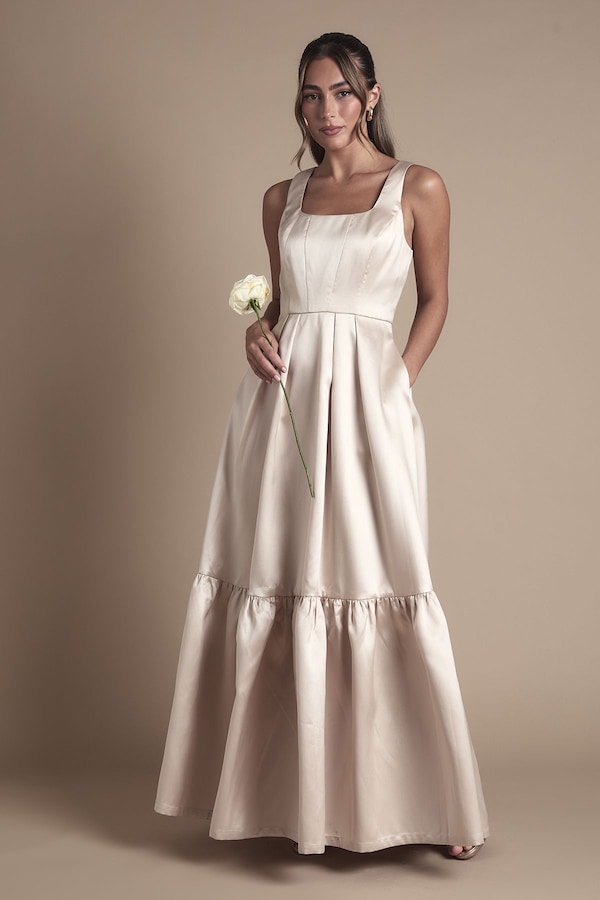 Coast Twill Strapless Full Skirted Bridesmaid Dress Champagne
