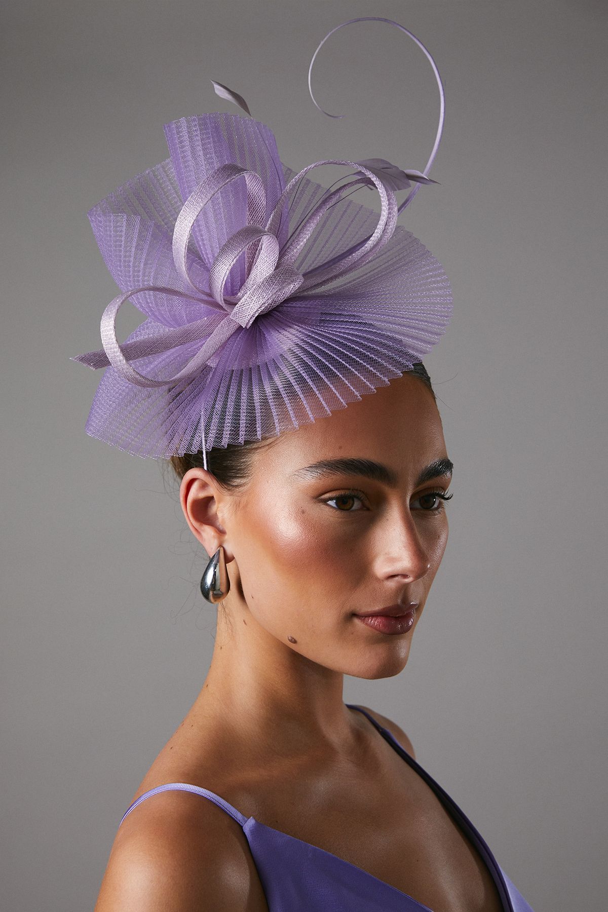 Coast Pleated Mesh And Loop Fascinator Lilac image 1