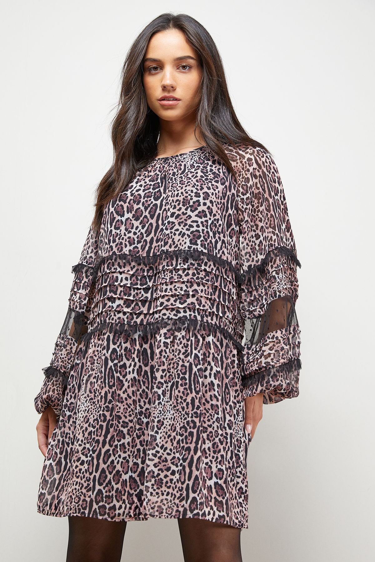 Oasis Smock Long Sleeve Mini Dress Multi image 5