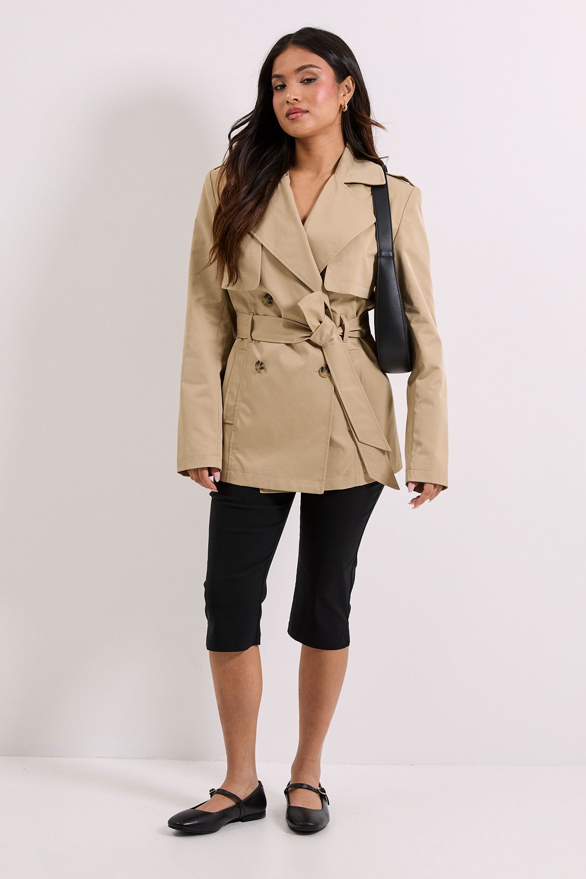 Dorothy Perkins Petite Bengaline Capri Trousers Black image 4