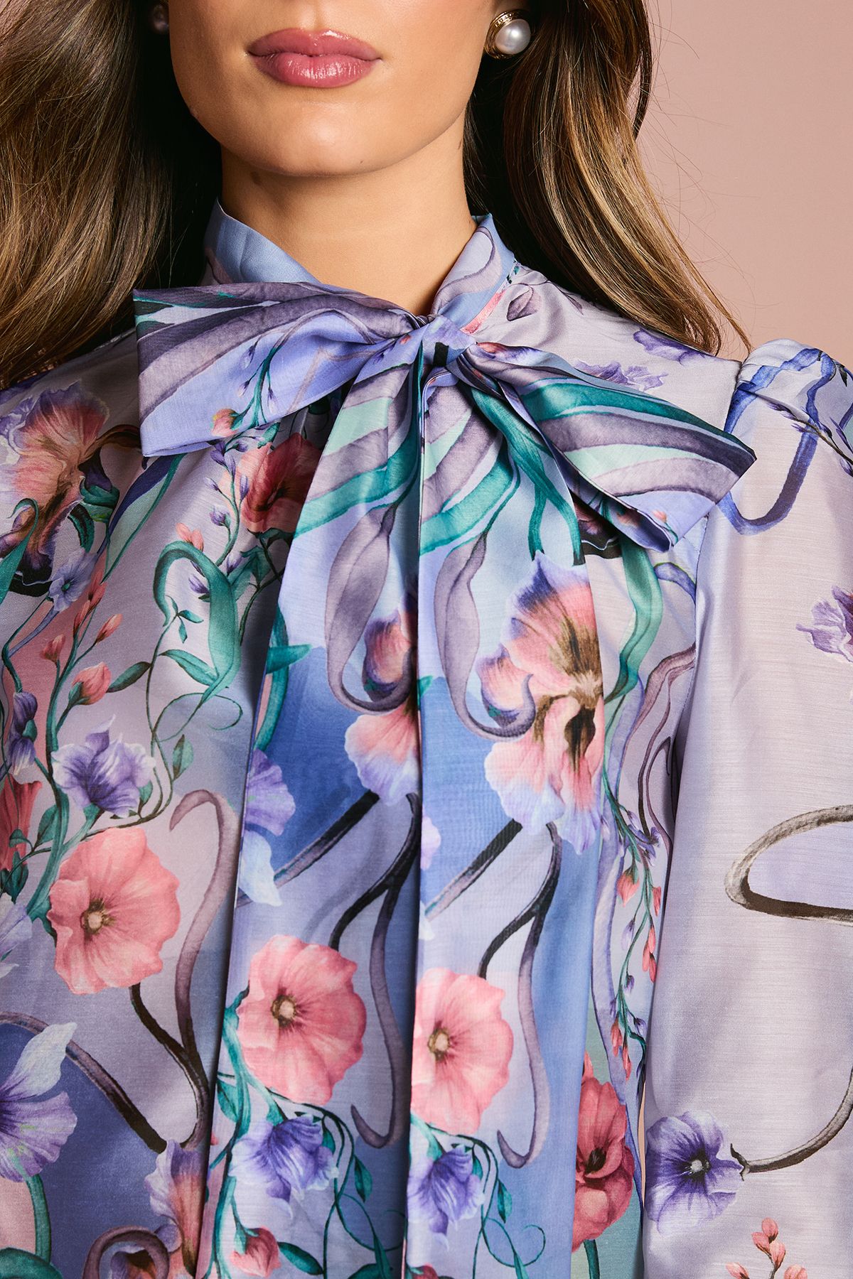 Coast Long Sleeve Placement Print Chiffon Blouse Lilac image 5