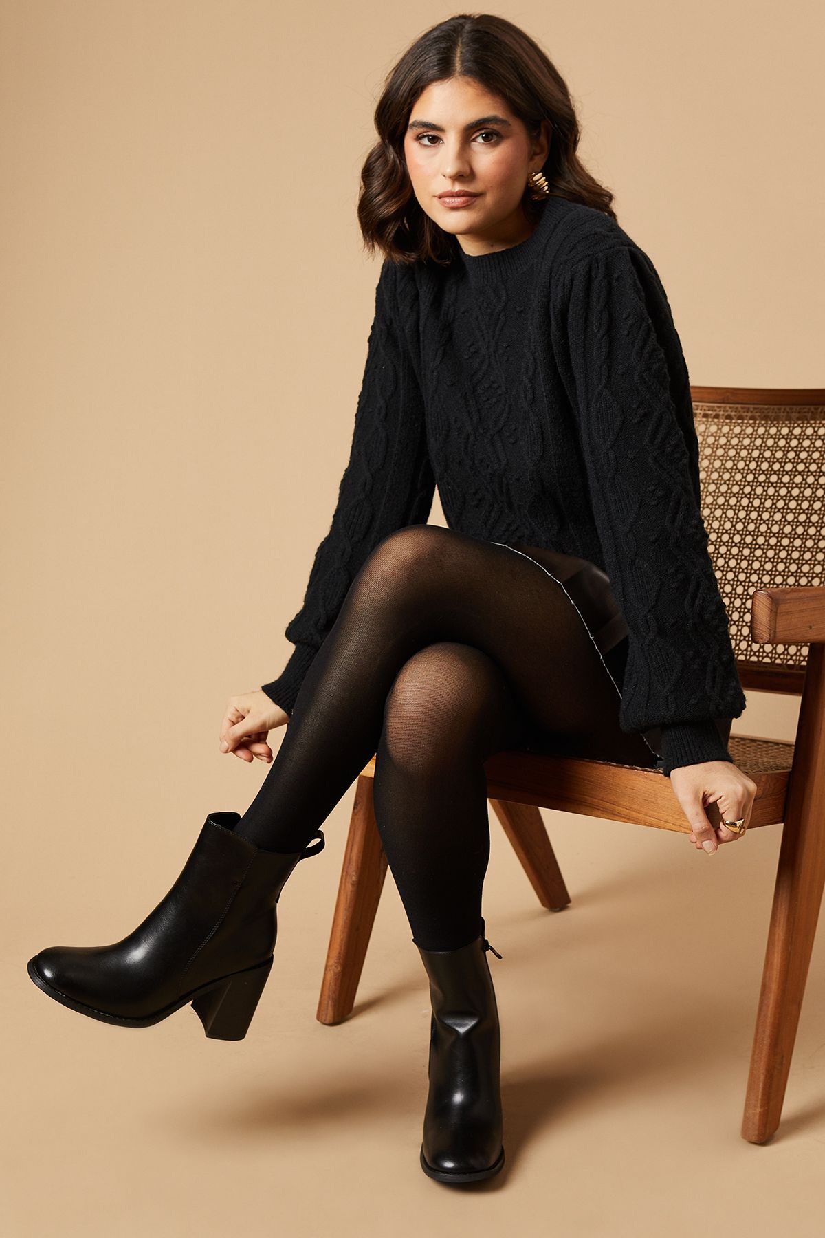 Oasis Marisol Square Toe High Block Heel Ankle Boots Black image 2