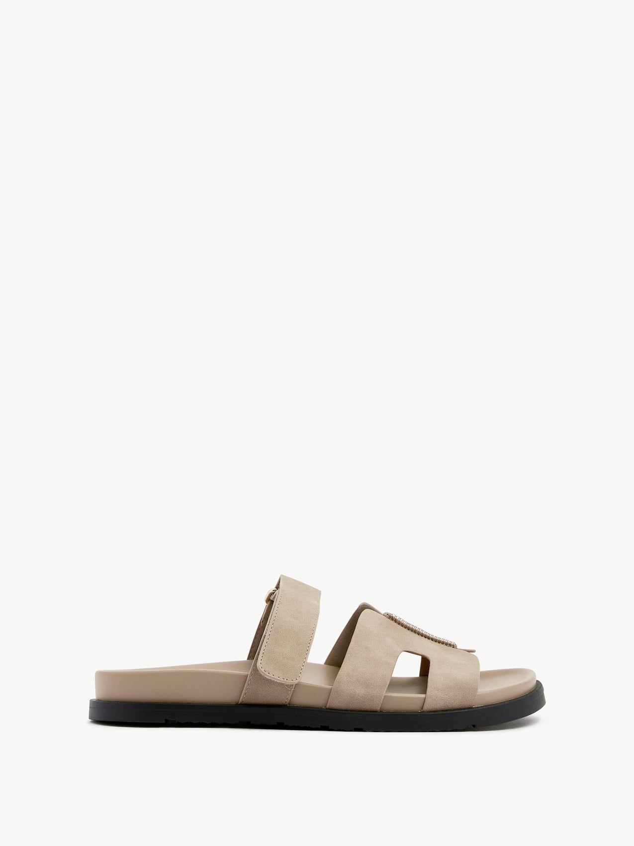 Linzi Emmy Taupe Faux Nubuck Footbed Linked Design Sandal