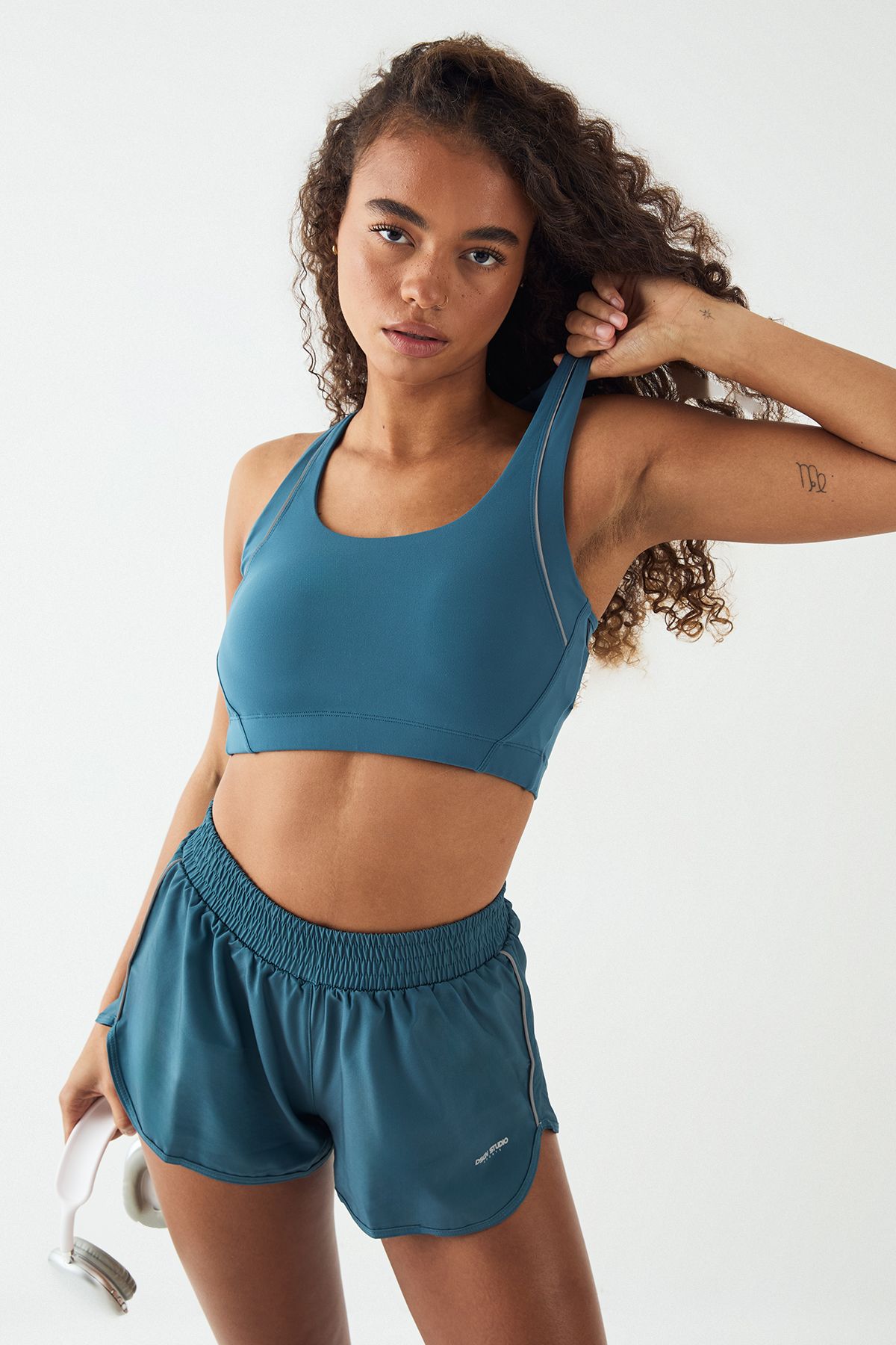 DSGN Studio DSGN Studio Reflective Binding 2 In 1 Running Shorts Teal image 3