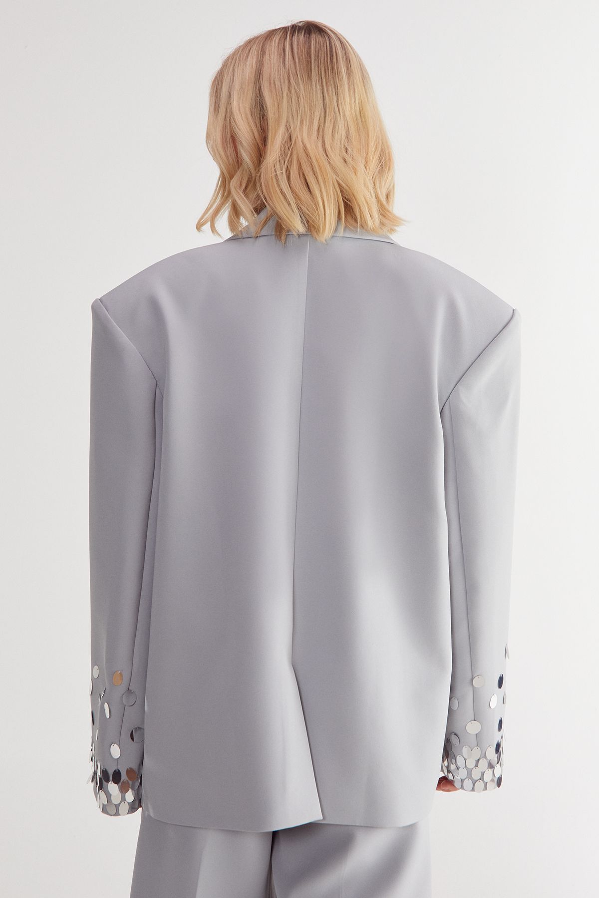 NastyGal Hand Embellished Ombre Sequin Blazer Grey image 4