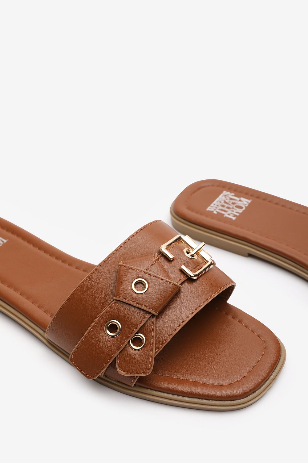 Where's That From 'Marissa' Slip-On Sandals with Buckle Accent Detail image 4