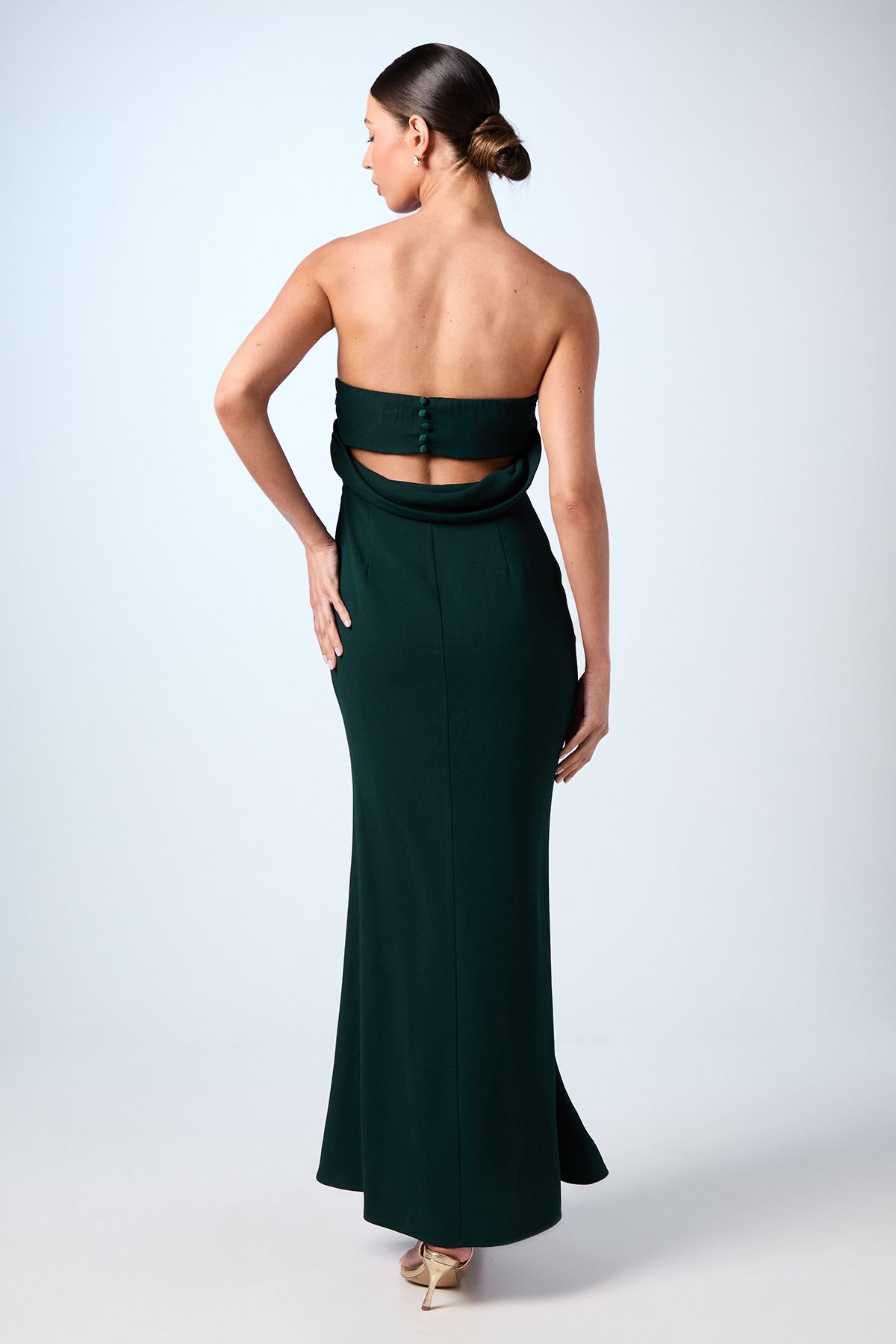 Coast Bandeau Cowl Back Crepe Maxi Bridesmaid Dress Emerald image 3