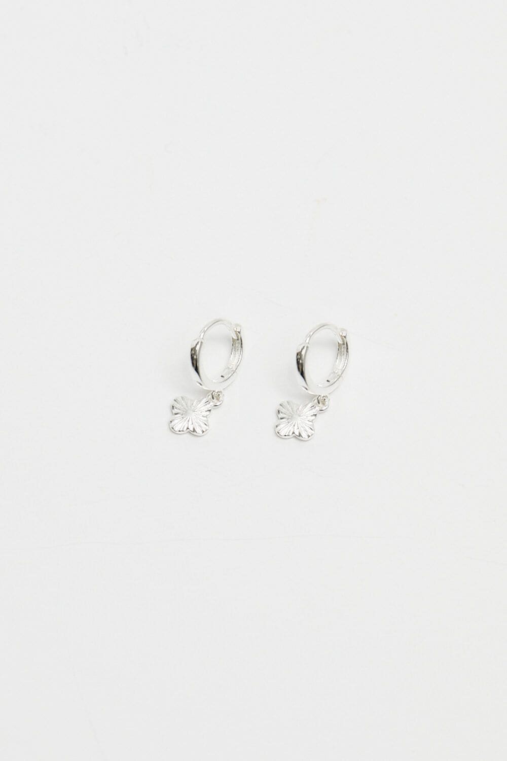 Simply Silver Sterling Silver 925 Polished Diamond Cut Clover Charm Hoop Earrings image 3